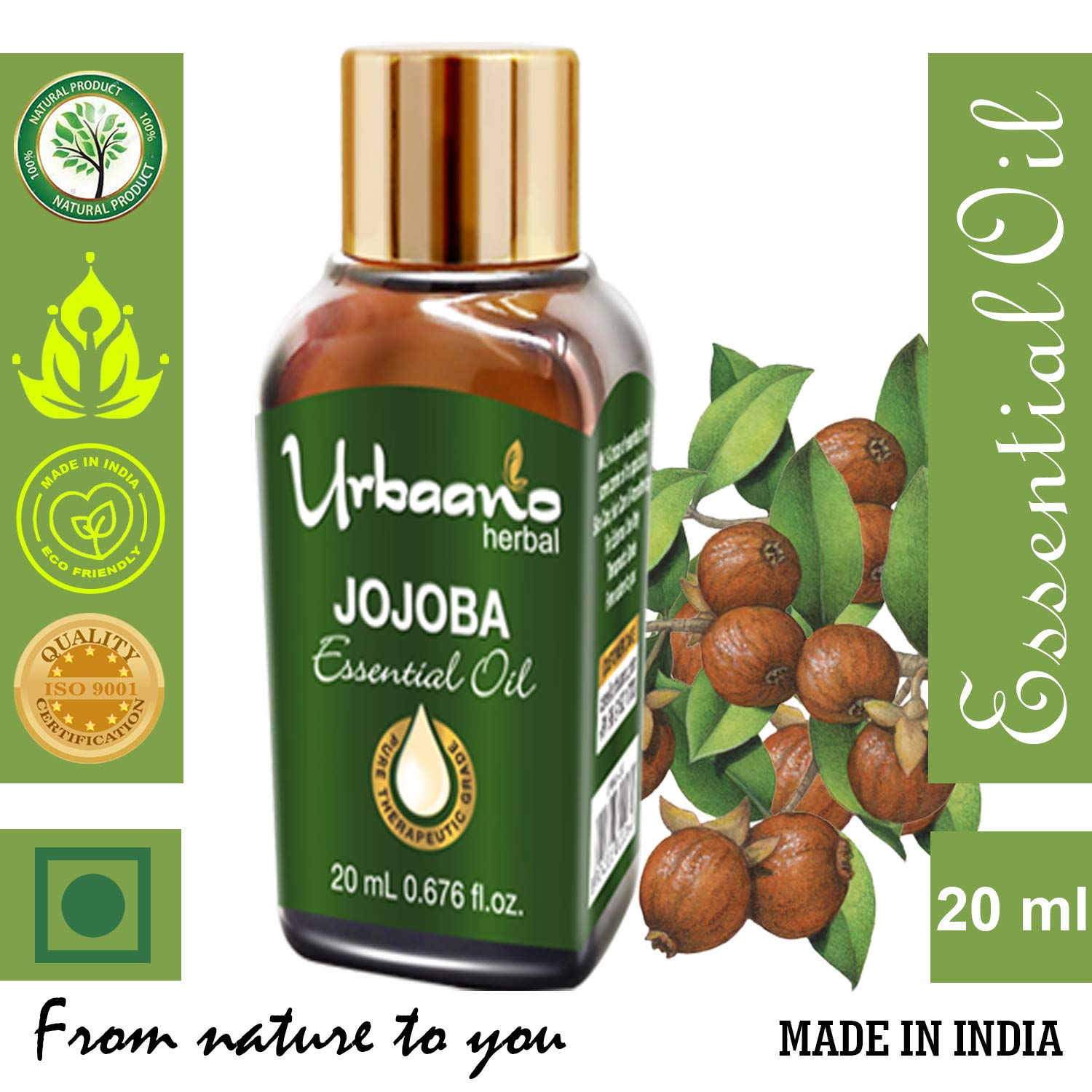 100% Pure Undiluted Jojoba Essential Oil for Face, Skin & Hair Care - 20ml Natural Makeup Remover, Hair Vitalizer & Carrier Oil | Perfect for Daily Skincare Routine, Aromatherapy & Gift Giving