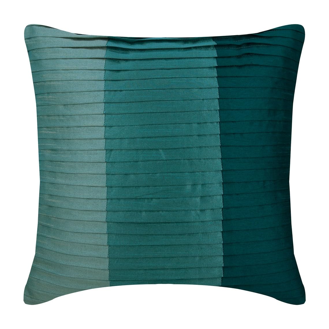 Blue Decorative Throw Pillow Cover 16x16 Inch (40x40 cm) - Soft Art Silk Couch Pillow Cases with Striped Contemporary Design in Shades of Teal - Perfect for Living Room Sofa, Bedroom Decor, and Easter Home Accents