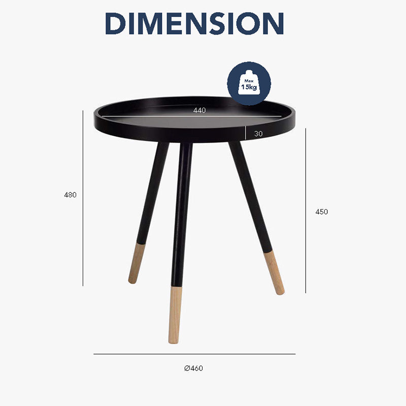 INNIS Modern Side Table - Black Nightstand for Bedroom, Living Room, or Office - Compact End Table with Sturdy Metal Frame & Sleek Design