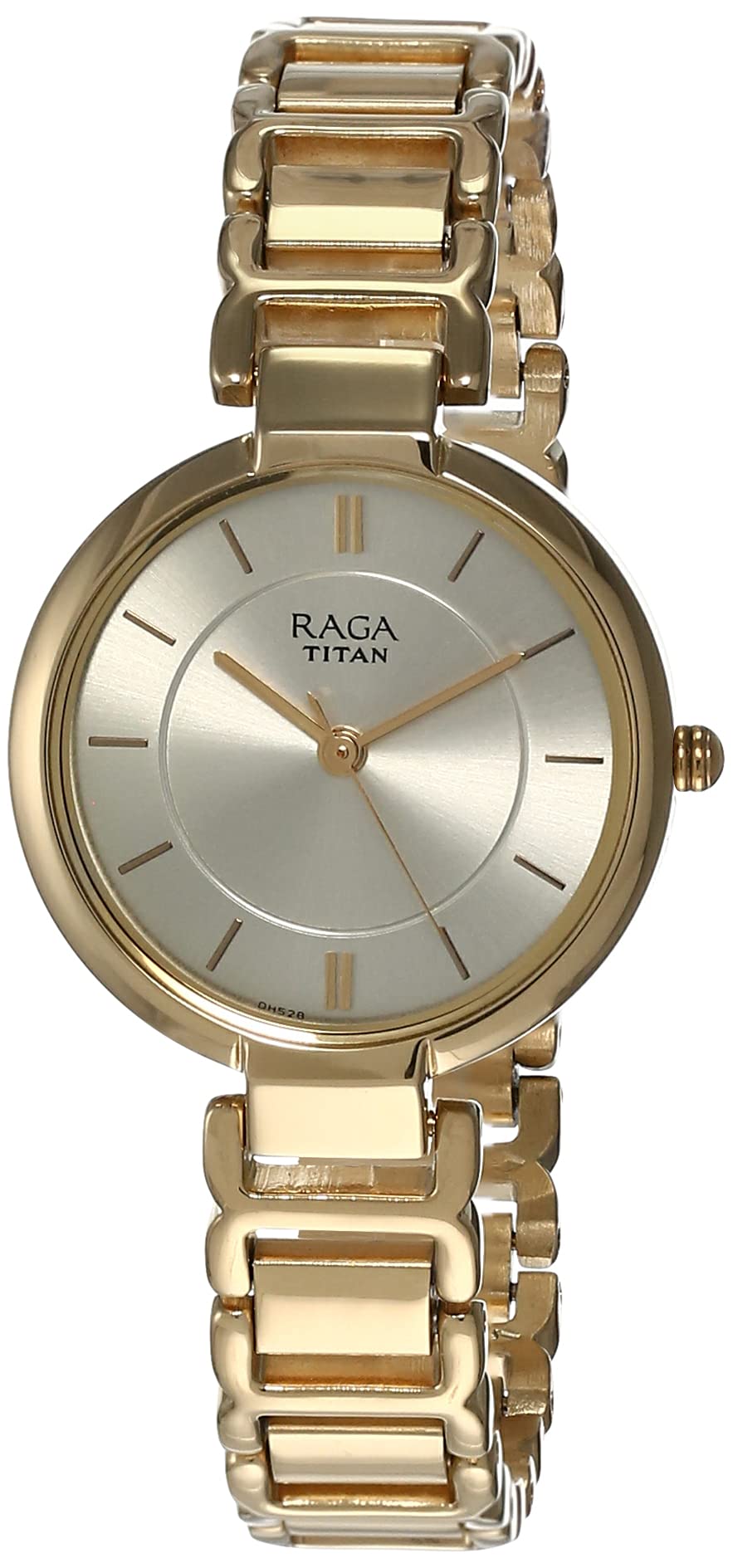Titan Raga Viva Analog Women's Watch - Elegant Gold-Toned Stainless Steel Bracelet with Date Function | Perfect for Office Wear, Formal Occasions & Everyday Fashion Accessory