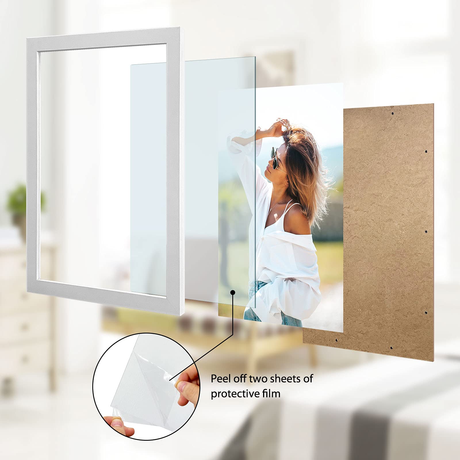 VCK 18x24 Poster Frames 3 Pack - White MDF Wood & Polished Plexiglass Picture Frames for Wall Art - Horizontal & Vertical Display - Perfect for Home Decor, Office, Gallery & School Projects