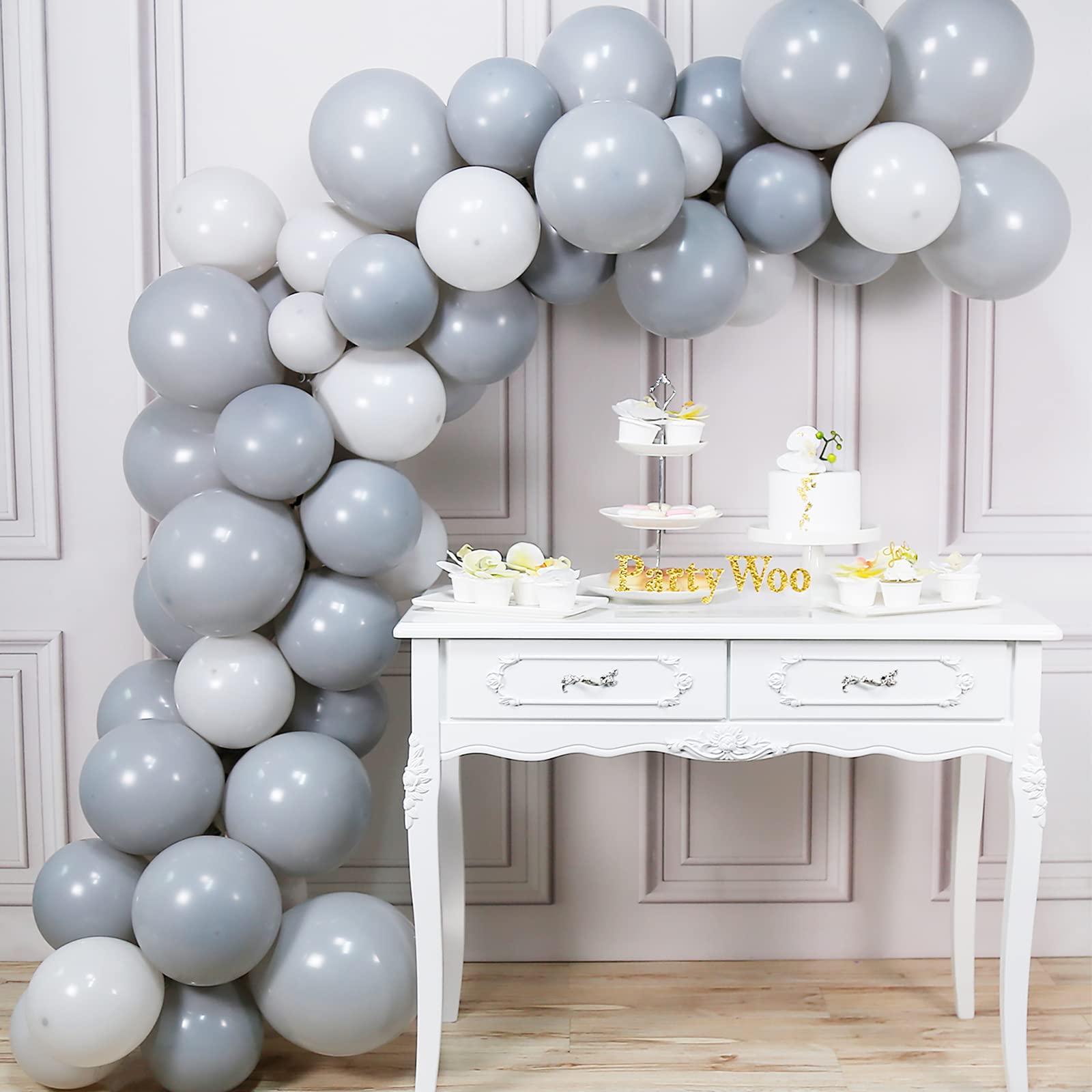 60 Pack Gray Balloons Set - 12 Inch Dark Gray, 10 Inch Pastel & Light Gray Latex Balloons for Party Decorations, Baby Showers, Birthdays, Weddings & Graduation Celebrations