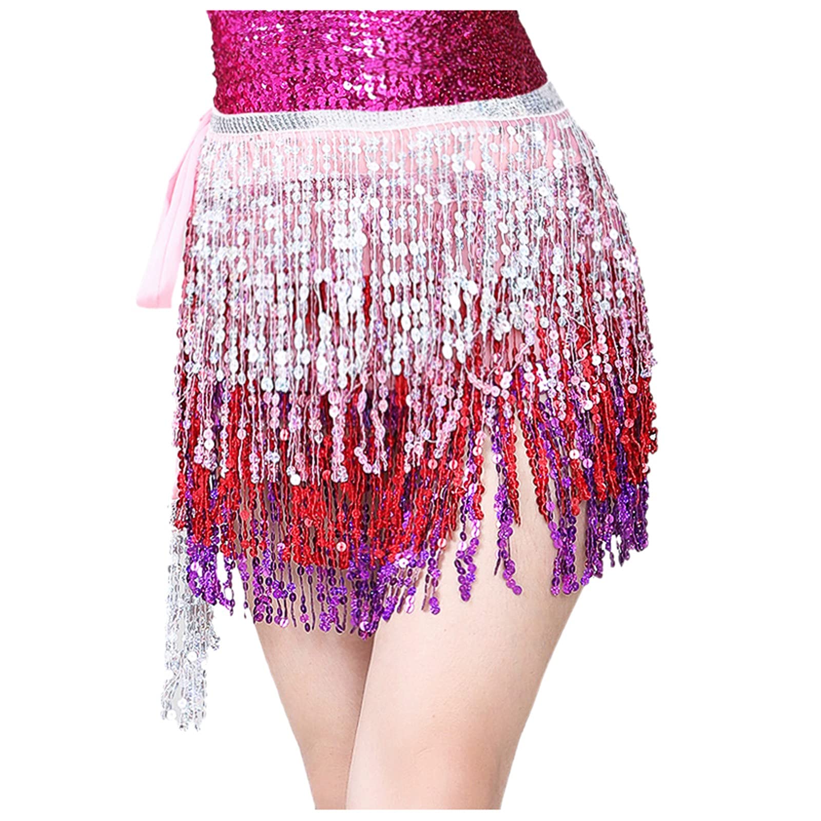 Plus Size Women's Sparkly Sequin Denim Skirt with Fringe - Nightclub & Stage Performance Outfit - Perfect for Parties, Concerts, and Special Events