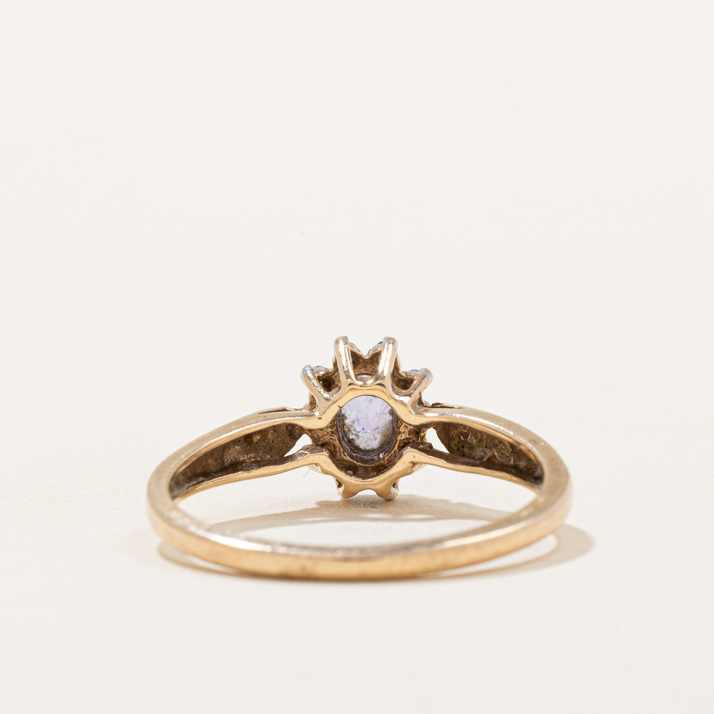 Exquisite 0.20ct Tanzanite & 0.03ctw Diamond Halo Ring - Size 6.75 | Elegant Blue Purple Gemstone Engagement Wedding Ring for Women | Perfect for Anniversaries, Proposals & Special Occasions