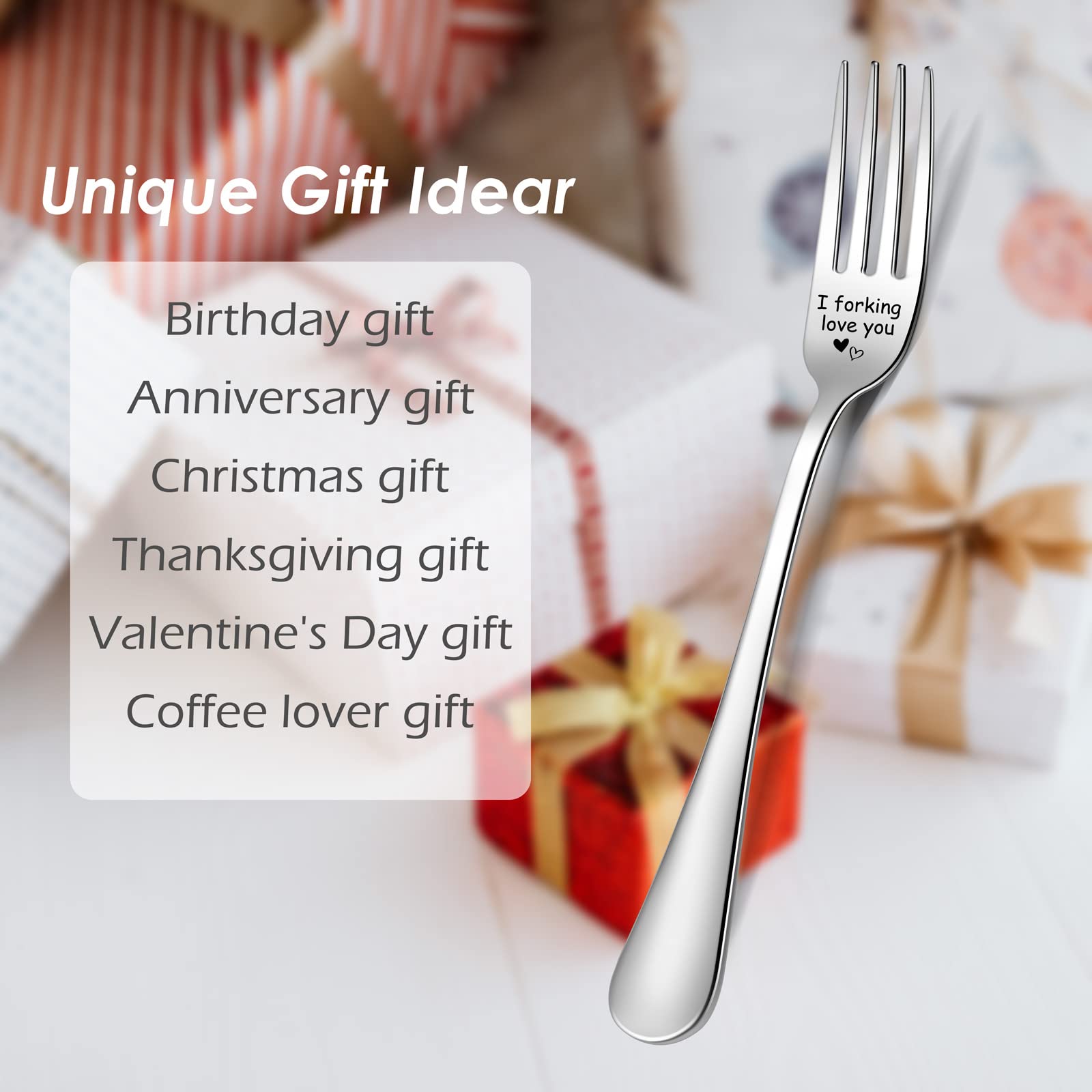 Stainless Steel I Love You Forks - Romantic Gift for Him, Boyfriend & Husband - Perfect for Valentine's, Anniversary & Birthday