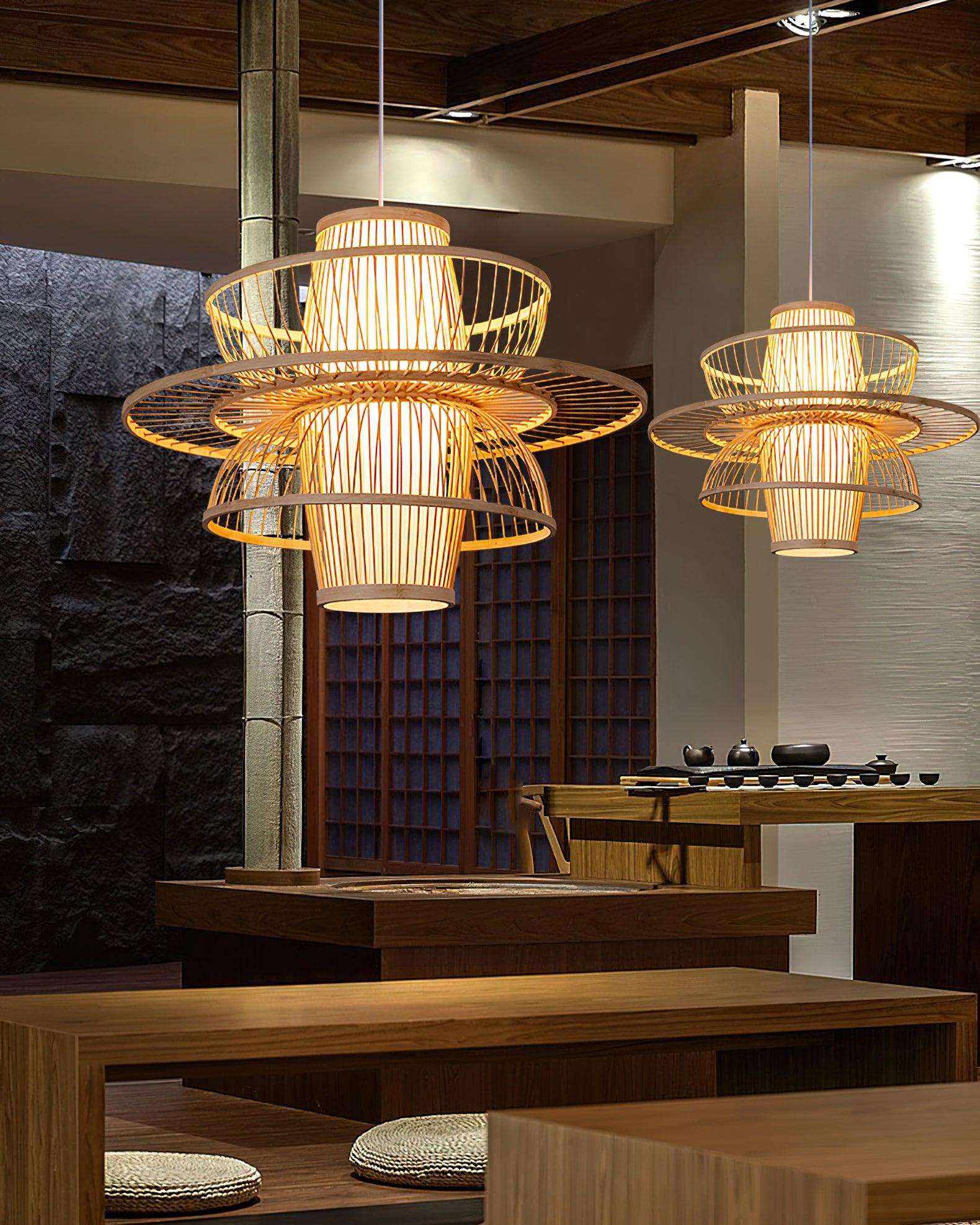 Handmade Sigyn Bamboo Pendant Light - Natural Eco-Friendly Hanging Lamp for Living Room, Bedroom, or Dining Room Decoration
