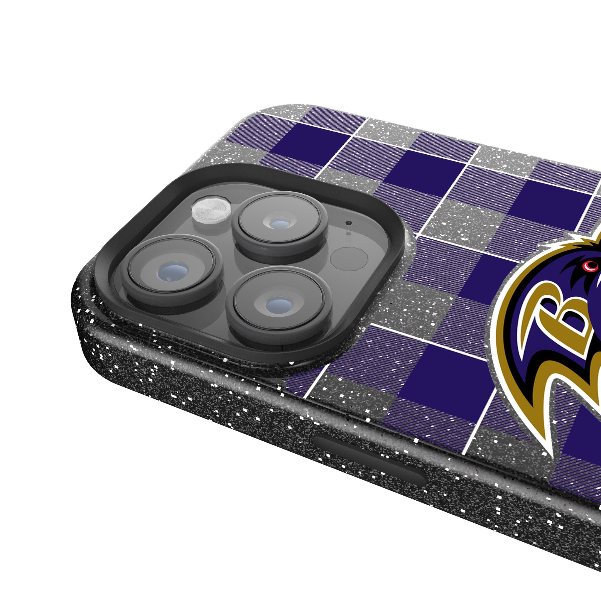 Baltimore Ravens Plaid Bling Rhinestone Phone Case for iPhone & Samsung - Stylish Protective Cover for Football Fans & Game Day Accessories