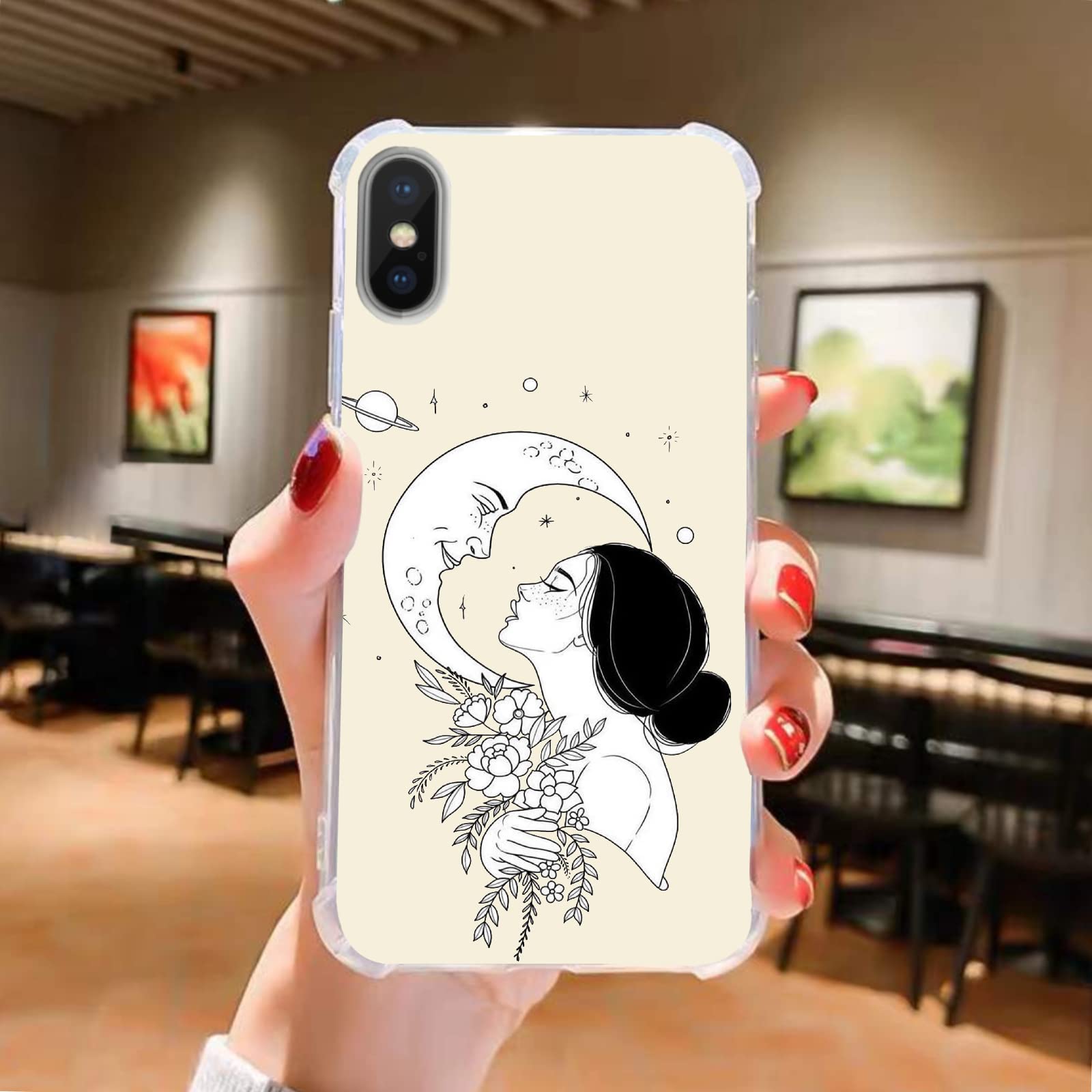 Hippie Moon Art TPU Case for iPhone Xs Max - Trendy Protective Cover for Women & Men | Perfect for Music Festivals, Boho Lovers & Everyday Use