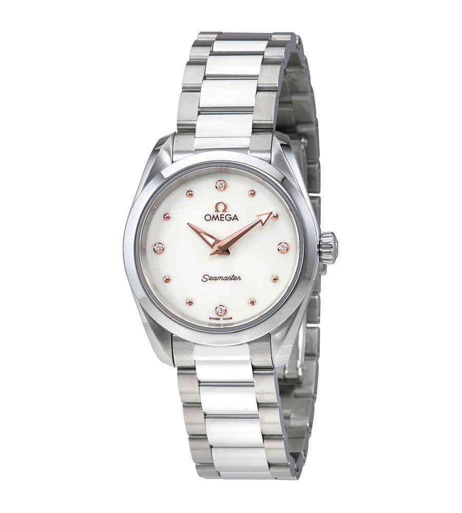 Omega Seamaster Aqua Terra Ladies Watch 220.10.28.60.54.001 - Luxury Automatic Women's Wristwatch with Stainless Steel Bracelet & Mother-of-Pearl Dial - Perfect for Business, Formal Events & Everyday Elegance