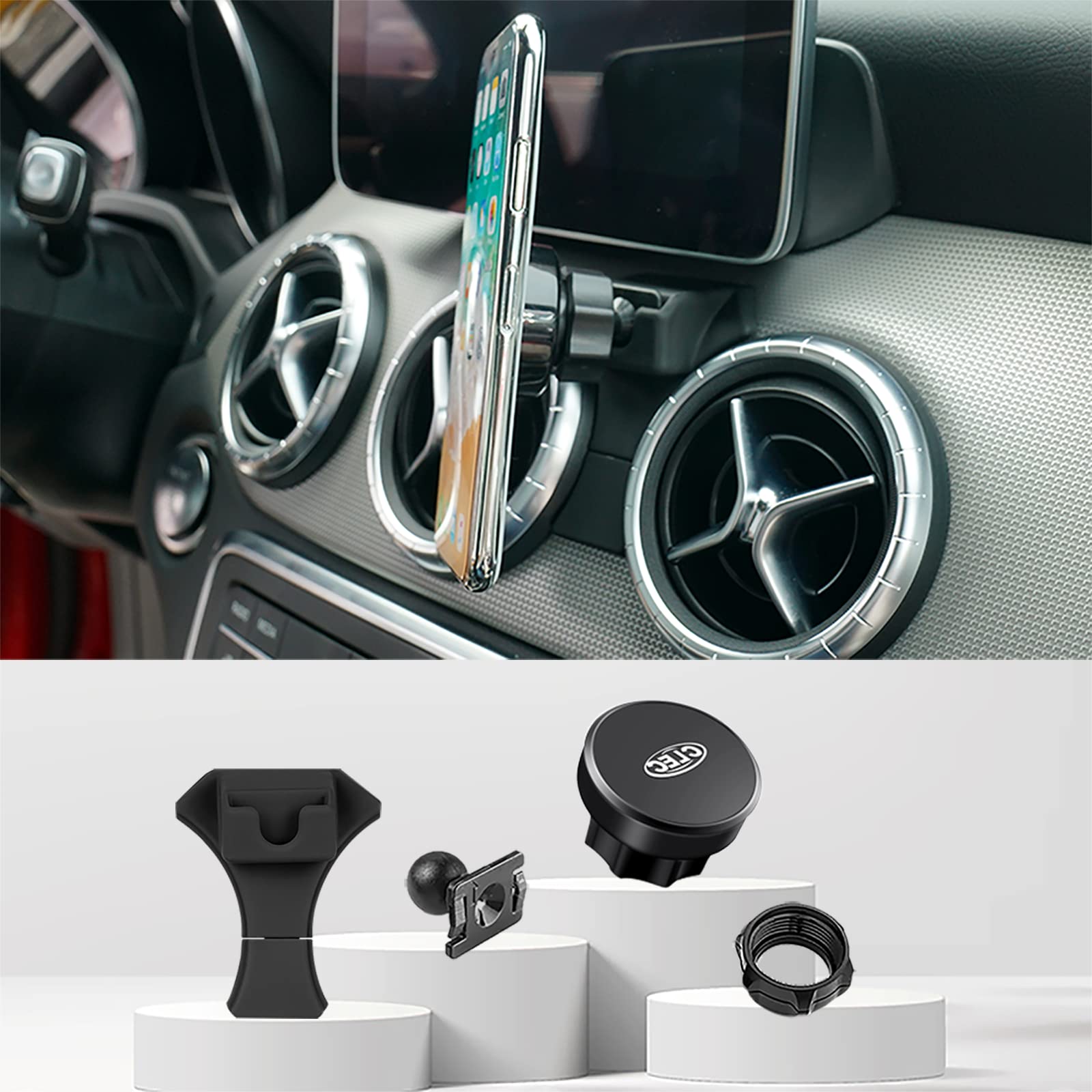 Premium Magnetic Car Phone Mount Holder for Mercedes Benz GLA Class 2015-2020 & CLA-Class 2013-2019 - Universal Air Vent Dashboard Phone Stand for iPhone Samsung 3-7 Inch Smartphones - Perfect for Hands-Free Driving & GPS Navigation