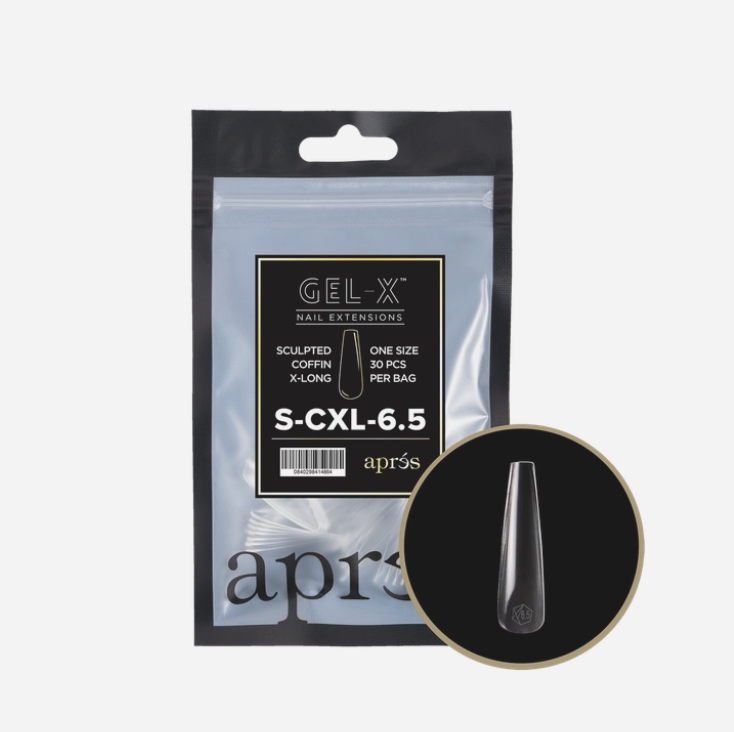 Apres Gel X Refill Tips 2.0 (30pcs) - Extra Long Coffin Nail Extensions for Professional Salon & DIY Manicure at Home