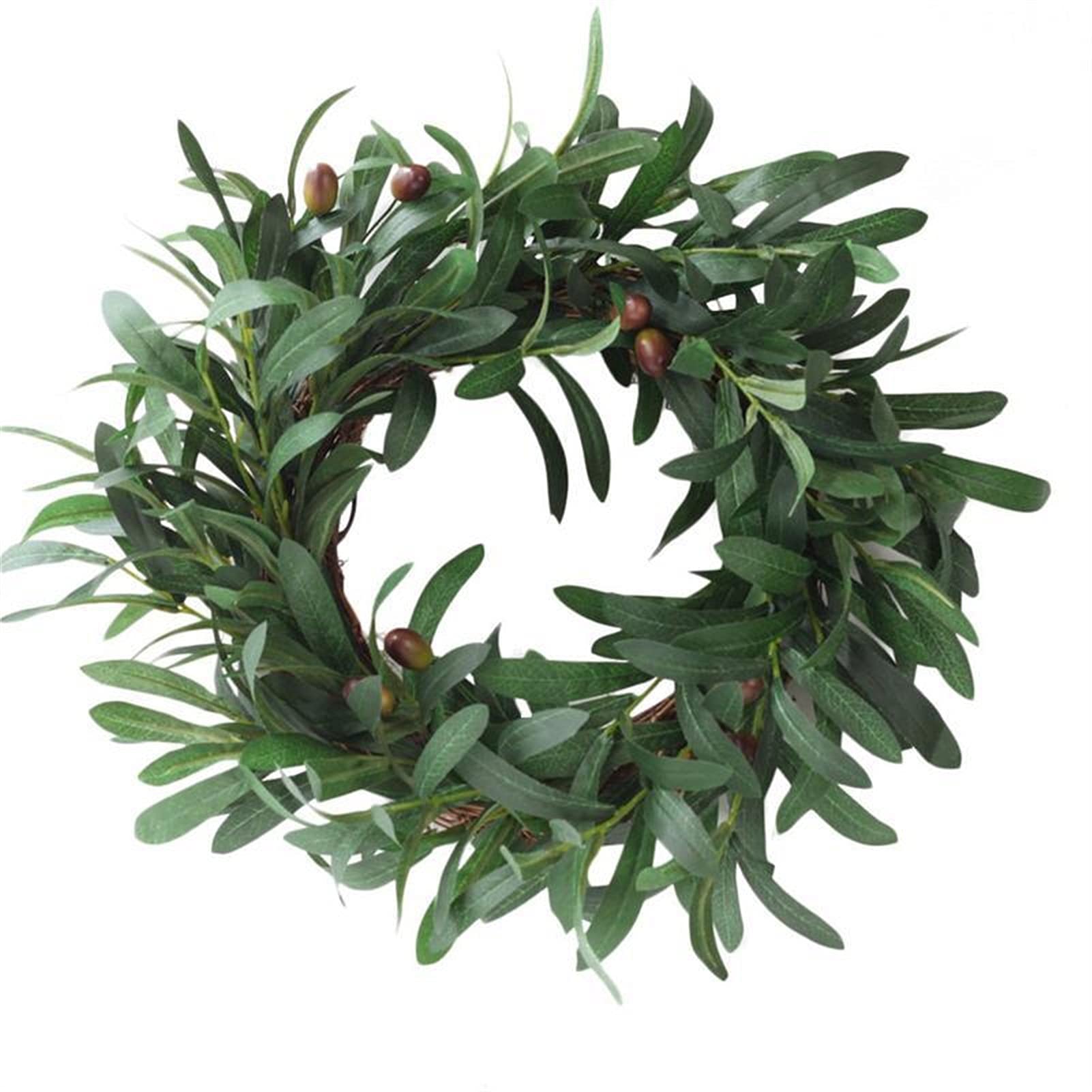 45CM Artificial Olive Leaf Wreath - Fall Wall Hanging Decor for Door, Window, Wedding & Christmas | Peace Garland Home Ornament with Olive Branches - Perfect for Seasonal, Holiday and Home Decorating