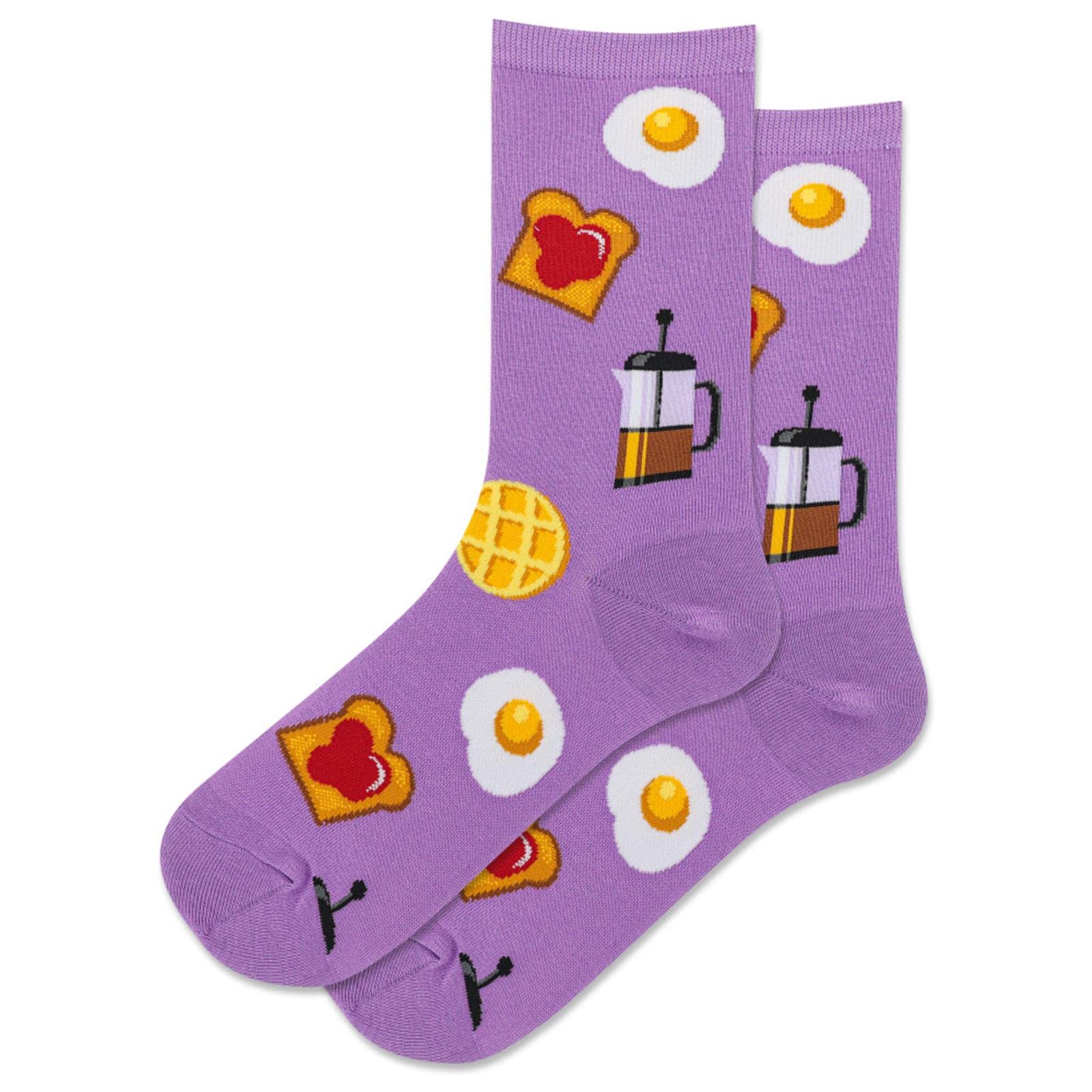 Hot Sox Women's Breakfast Crew Socks - Comfortable Cotton Casual Socks for Everyday Wear - Perfect for Home, Office & Relaxation