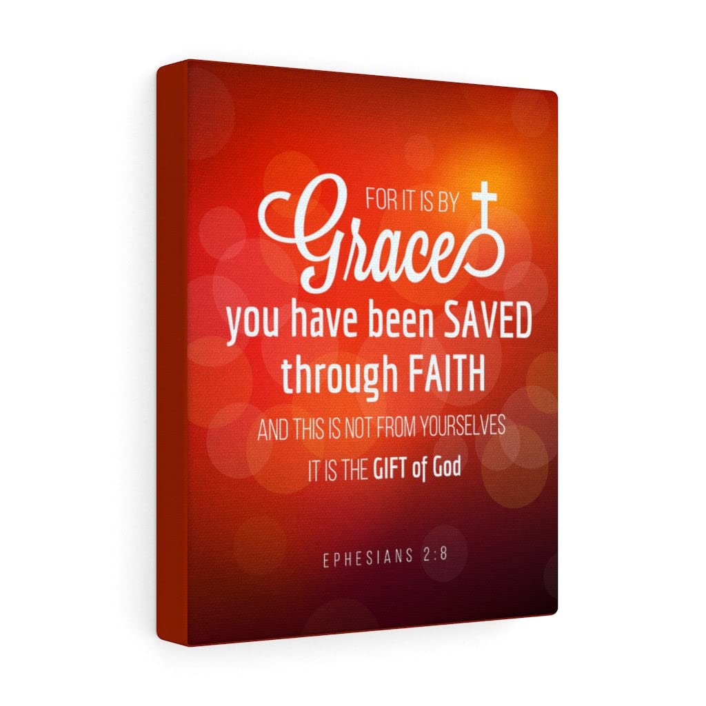 Saved Through Faith Ephesians 2:8 Bible Verse Wall Art - Inspirational Christian Home Decor, Unframed Print Ready to Hang - Perfect for Living Room, Bedroom & Church Gifts