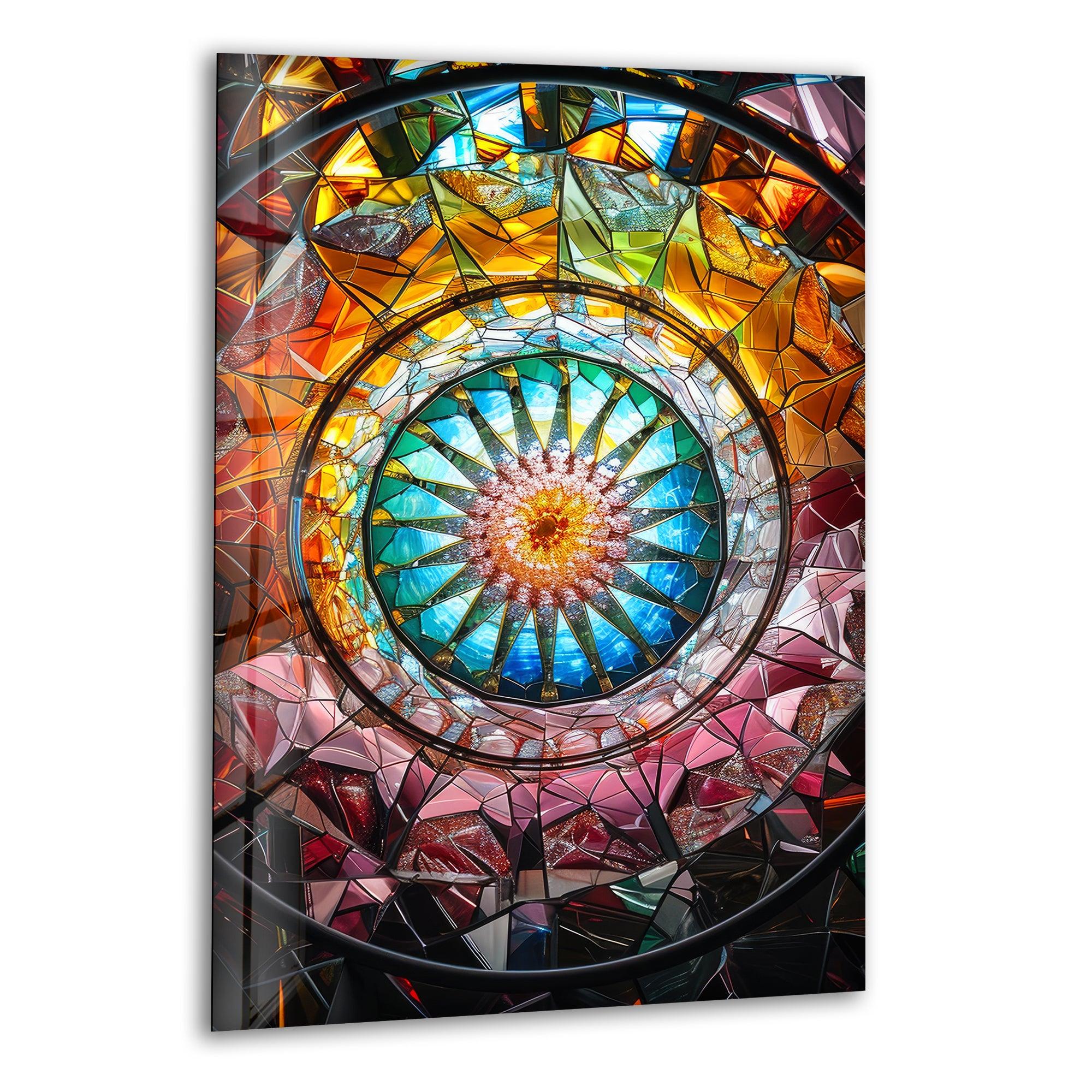 Vibrant Kaleidoscope Glass Wall Art Decor - Stunning Handmade Mosaic for Living Room, Bedroom & Office - Unique Home & Interior Design Gift Idea