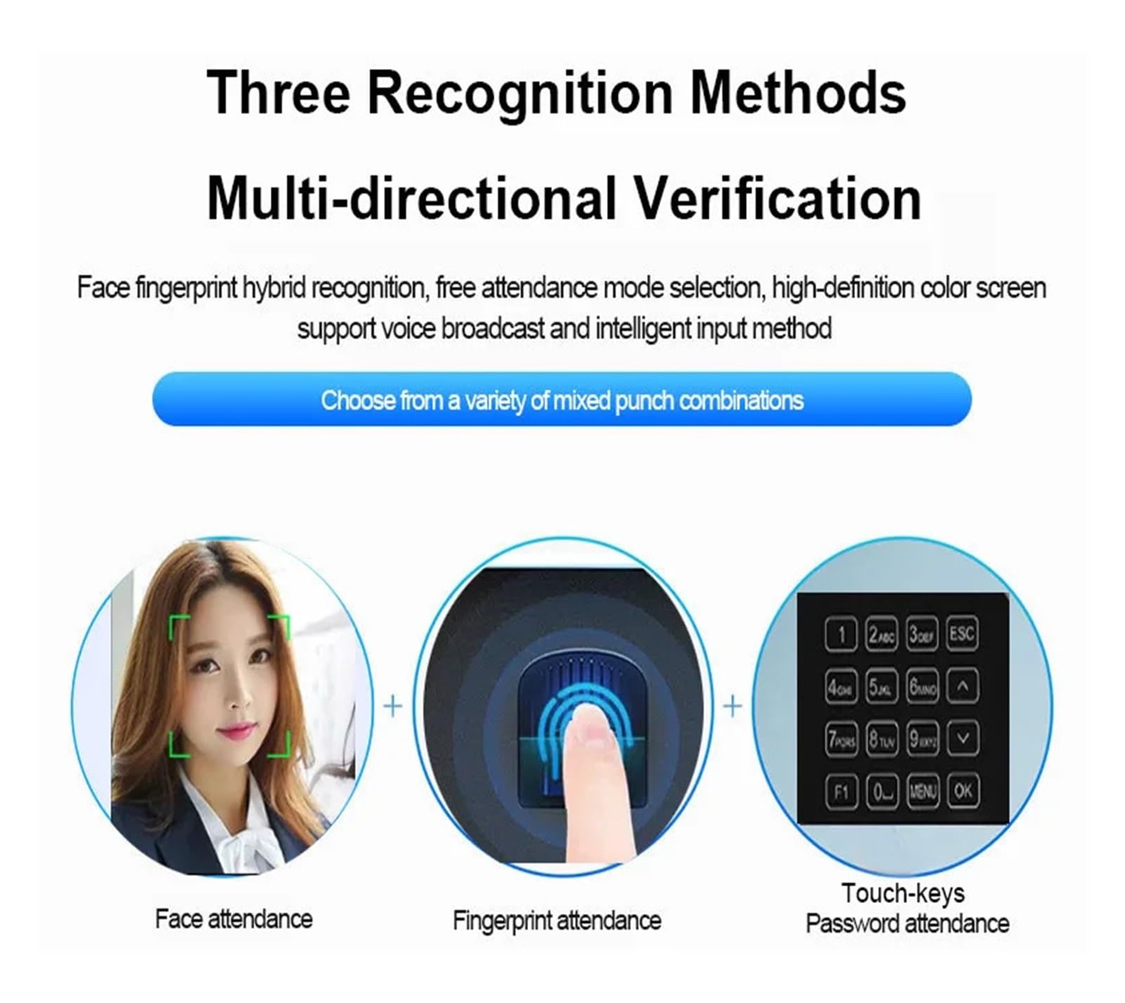 Biometric Face & Fingerprint Time Attendance Machine - Bilingual Chinese/English Display - Multilingual Punch Card System for Office & Workplace Security