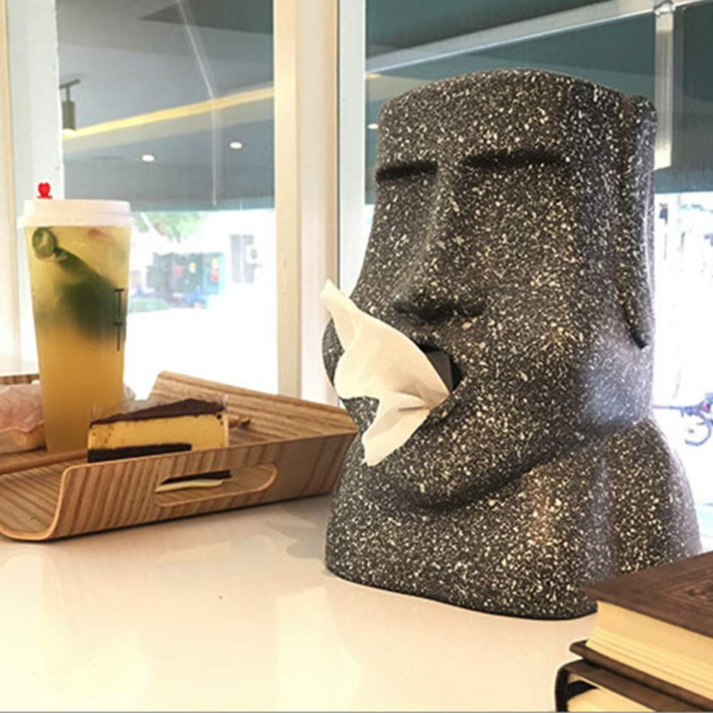 ABOOFAN Office Desk Organizer Set - 1pc Desktop Storage Box with Easter Island Statue Design for Paper Towels & Supplies | Perfect for Home Office, Workspace & Study Desk Organization