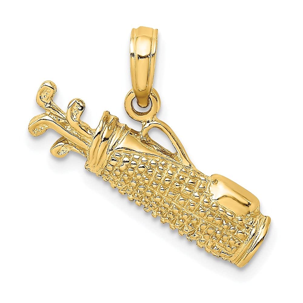 14K Yellow Gold Golf Bag Charm Pendant - Elegant Fine Jewelry Gift for Women (5.7mm x 22mm) - Perfect for Golf Enthusiasts, Sports Lovers & Jewelry Collectors