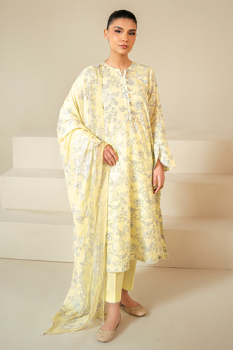 Premium Cream Brulee 3-Piece Lawn Suit for Women - Elegant Summer Outfit for Parties, Weddings & Outdoor Events