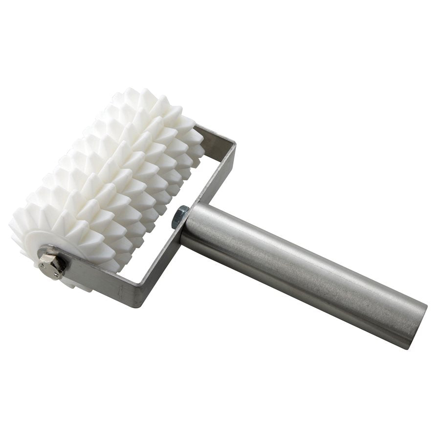 Winco Professional Dough Roller Docker - 5 Head & 8 Wheels Stainless Steel Pastry Tool for Baking Bread, Pizza, Pie Crust - Perfect for Home Bakers and Commercial Kitchens