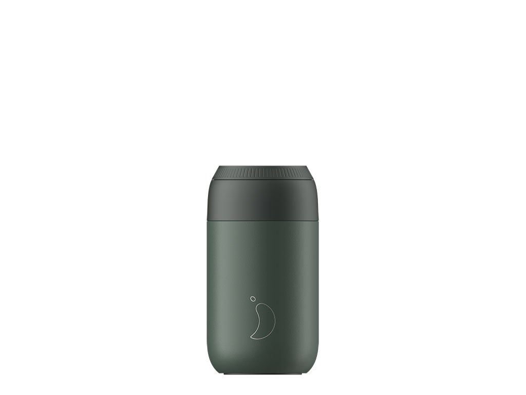 Chilly's Series 2 Reusable Coffee Cup 340ml | Insulated Stainless Steel Travel Mug | Pine Green | Perfect for Office, Commuting & Outdoor Activities