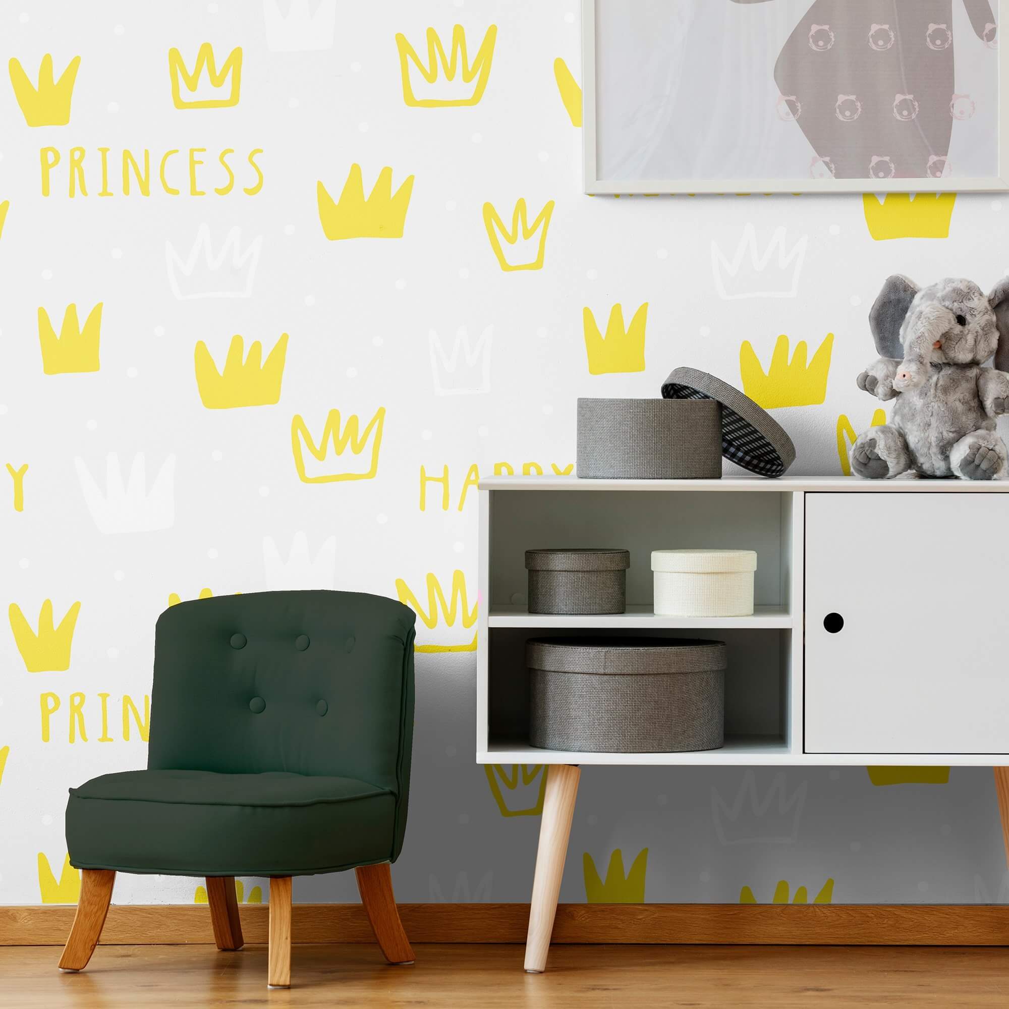 White and Gold Royalty Children's Peel and Stick Removable Wallpaper 9328 - Perfect for Nursery, Kids Room Decor & DIY Home Improvement