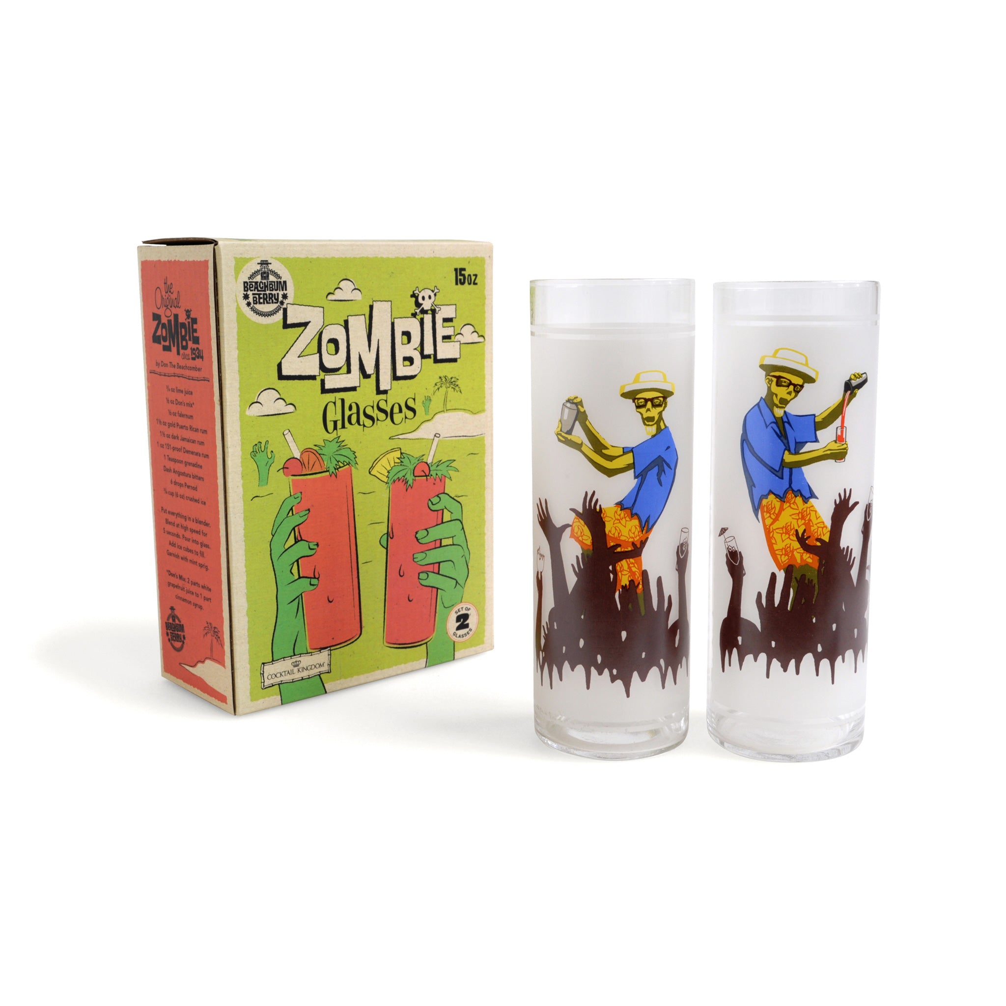 BEACHBUM BERRY Zombie Glass - 15oz (450ml) Tiki Bar Drinking Cup - Set of 24 for Tropical Cocktails, Beach Parties & Themed Events