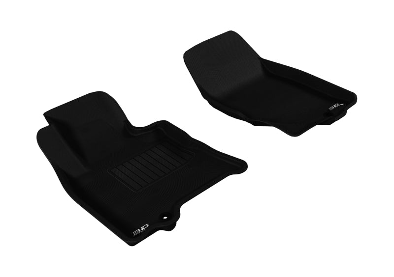 3D MAXpider Custom Fit All-Weather Floor Mats for Infiniti QX70 QX50 FX35 EX35 (2009-2017) - Kagu 1st Row Black Car Mats - Perfect for Winter Snow, Mud & Rain Protection