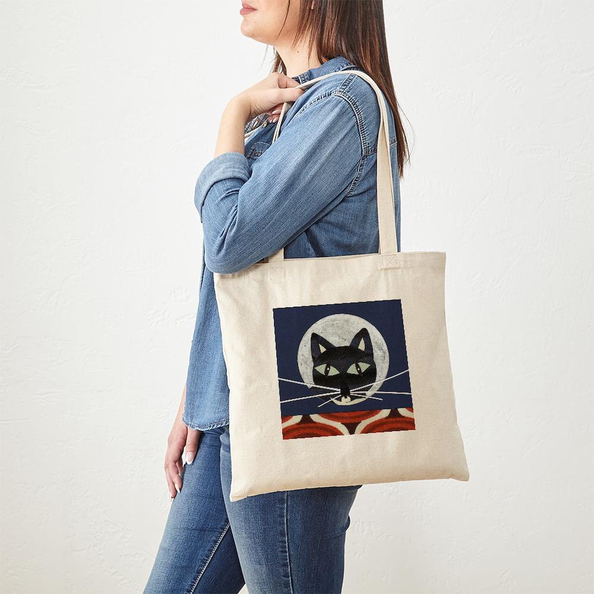 Space Cat Tote Bag - Natural Canvas Reusable Shopping Bag for Groceries, Beach & Everyday Use | Eco-Friendly Cotton Tote