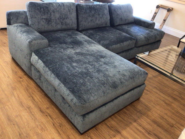 Bernhardt Furniture Blue Fabric 2-Piece Sectional Sofa Set - Modern L-Shaped Couch for Living Room, Family Room & Lounge Areas
