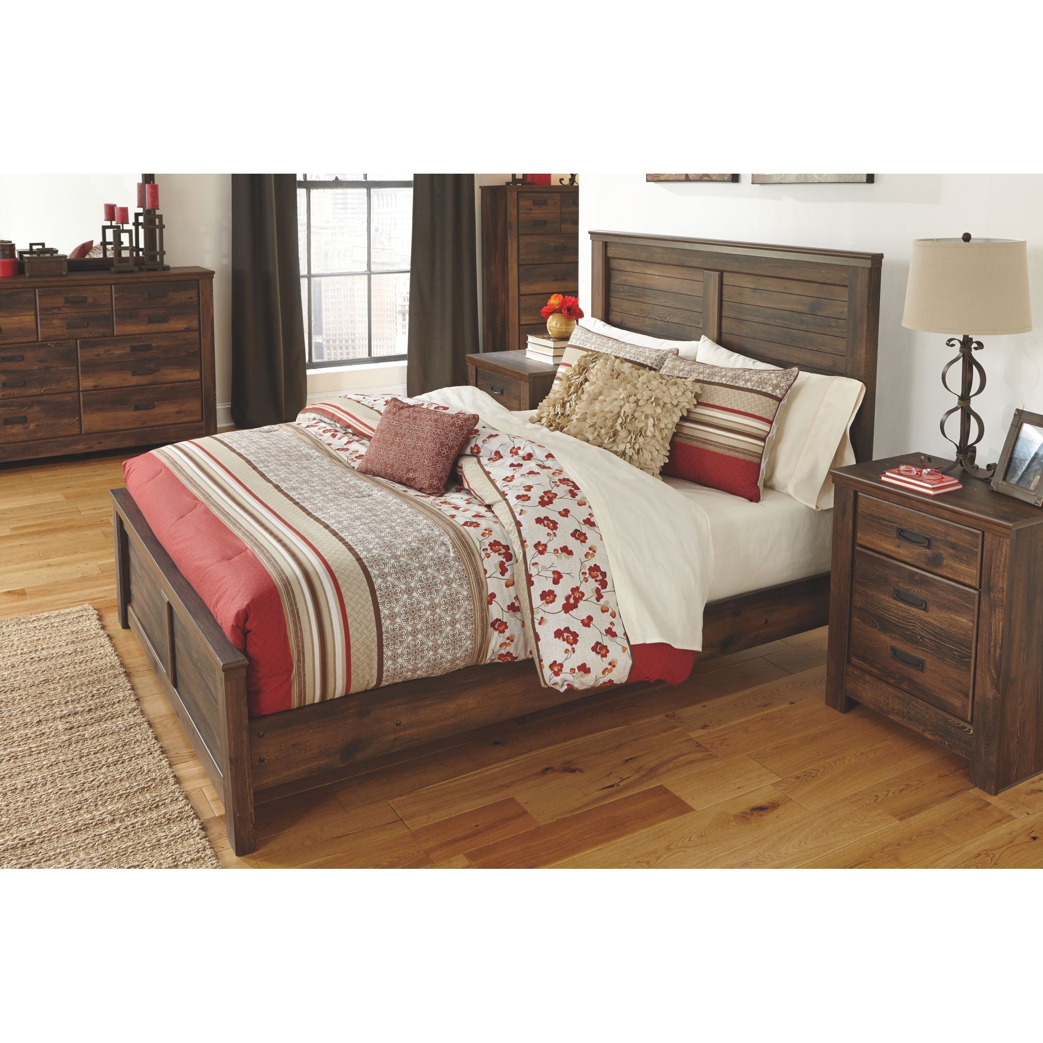 Ashley Cinder Falls 3-Piece Panel Bed Set - Queen Size Wooden Bed Frame with Headboard & Footboard - Perfect for Modern Bedroom Decor & Master Suite Furniture
