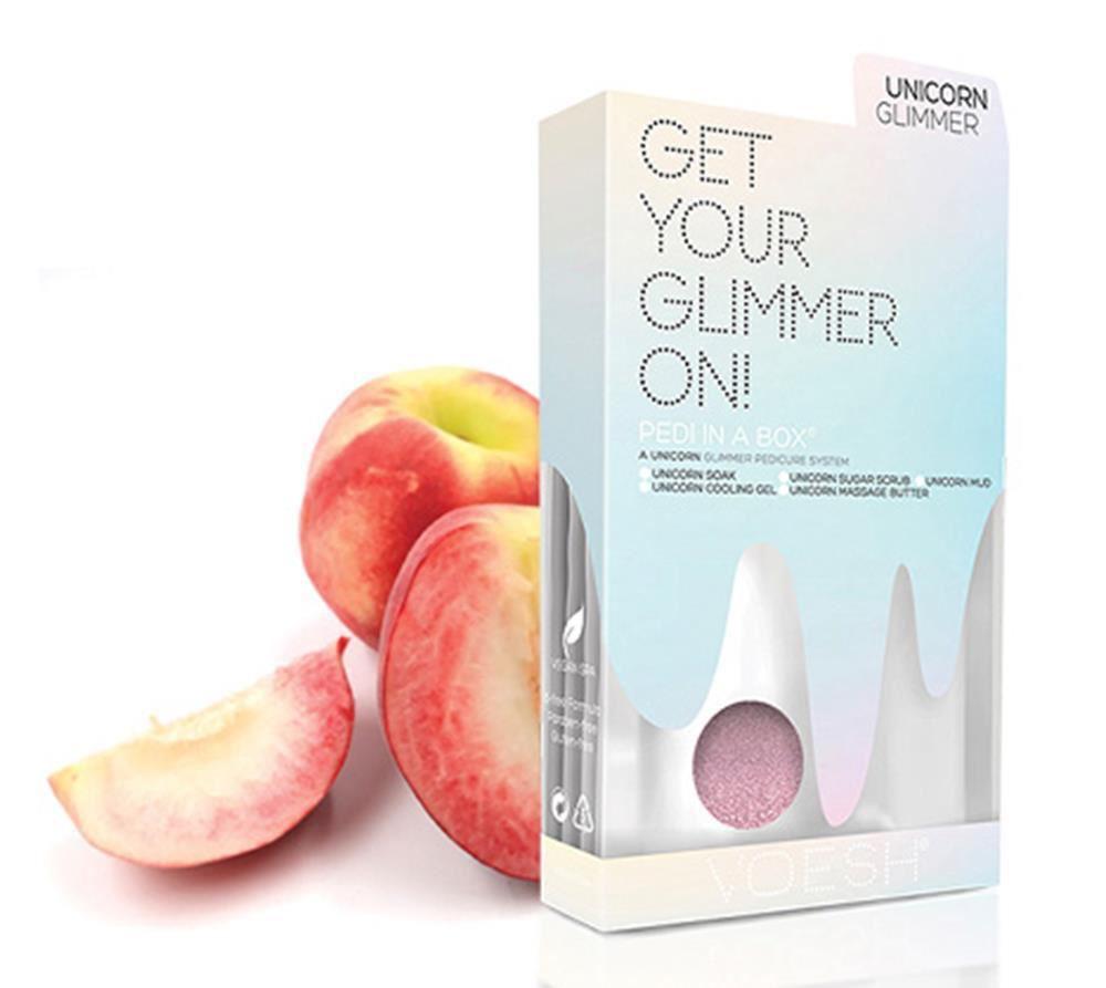 Voesh Spa Pedi in a Box - Unicorn Peach Glimmer At-Home Pedicure Kit for Soft Feet | Perfect for Self-Care, Gifts & Relaxation