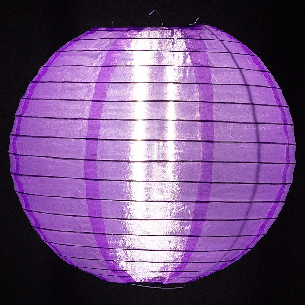 24 Pack Purple Shimmering Nylon Lanterns with Even Ribbing - Durable Hanging Party Decorations for Weddings, Birthdays & Outdoor Events
