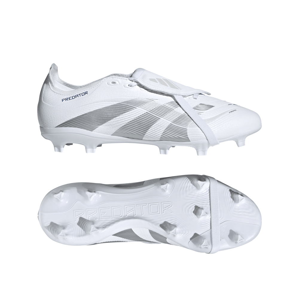 Adidas Predator League FG Soccer Cleats - Fold Over Tongue Football Shoes for Men (Cloud White/Silver Metallic/Bright Royal) | Perfect for Turf Matches & Training Sessions