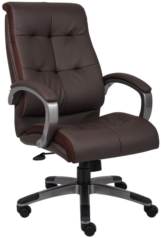 Premium Boss LeatherPlus High Back Executive Office Chair [B8771] - Ergonomic Support for Long Work Hours, Home Office & Conference Room Use