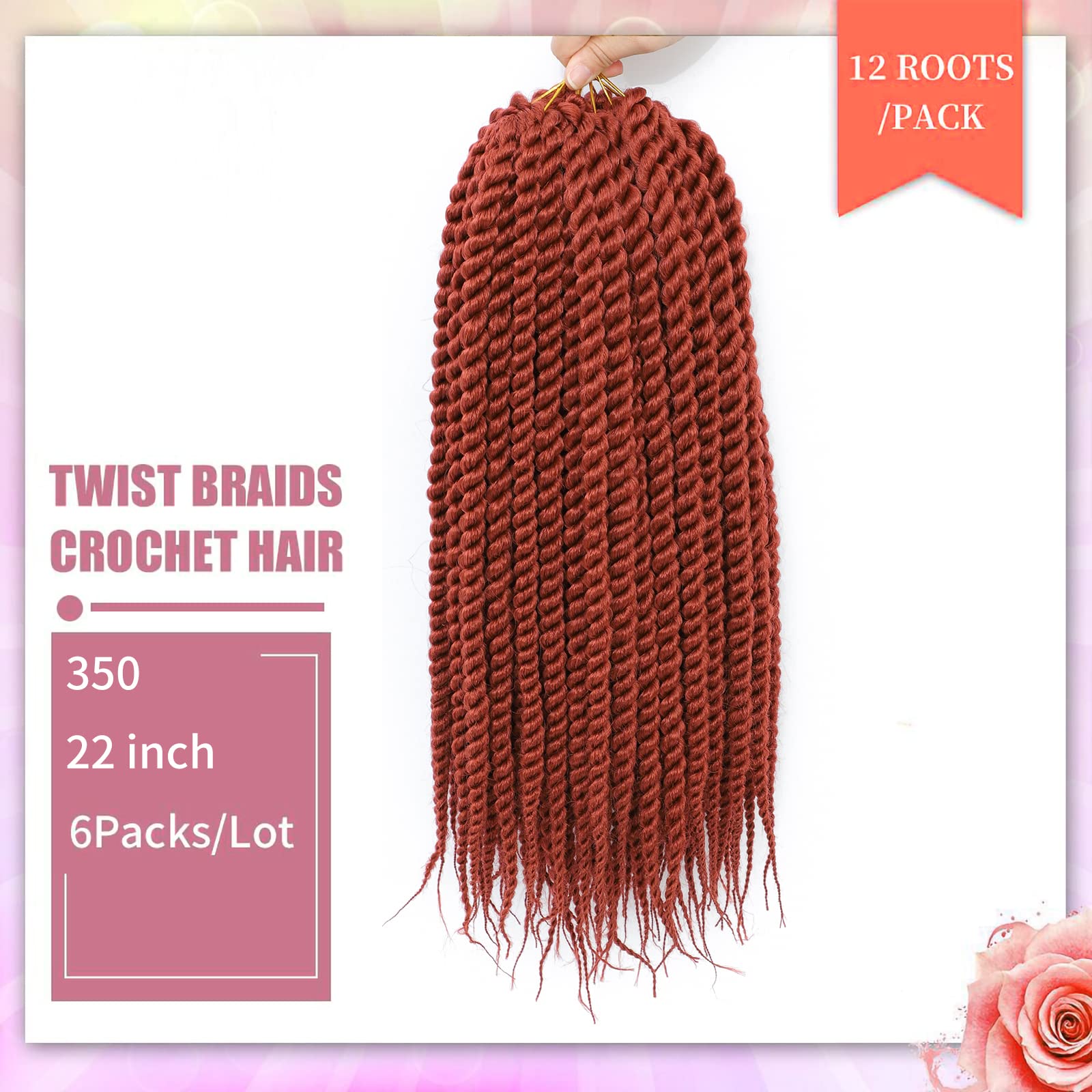Admutty Havana Twist Crochet Hair - 22 Inch 6 Packs Jumbo Senegalese Twist Crochet Braids (350#) - Natural Looking Protective Style for Black Women | Perfect for Daily Wear, Parties & Special Occasions