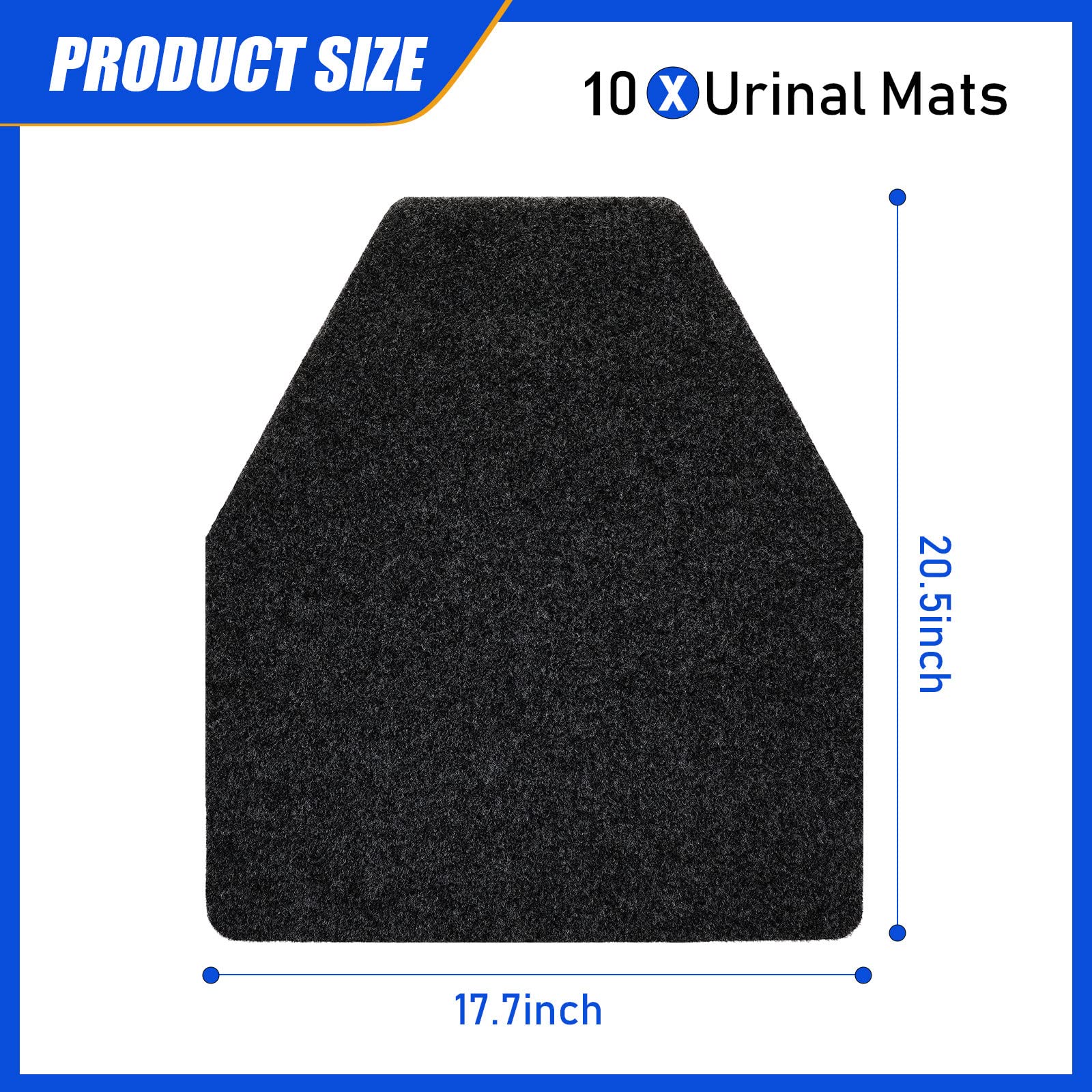 Non-Slip Urinal Mats - 10 Pack Absorbent Bathroom Floor Pads for Men's Restroom - Black Waterproof Urinal Mats for Home, Office & Public Restrooms - Prevents Slipping & Absorbs Spills