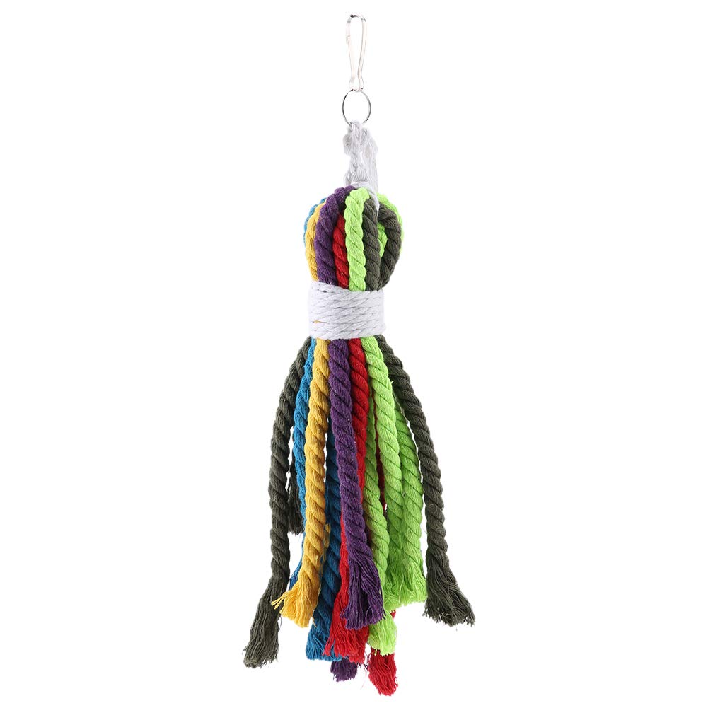 Colorful Cotton Rope Chewing Toy for Small & Medium Birds - Parrot Cage Perch & Play Toy for Mental Stimulation & Beak Exercise | Perfect for African Greys, Cockatiels, Conures & Pet Parakeets