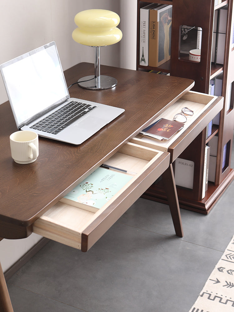 Juliana Writing Desk - Japanese Scandinavian Style Solid Wood Home Office Desk for Study, Work & Crafting