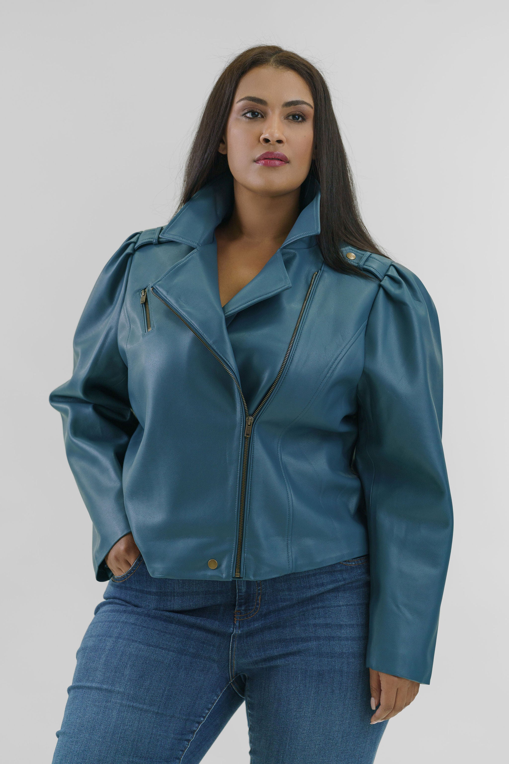 MAEVE MOTO JACKET - Women's Faux Leather Biker Jacket with Zipper Details | Stylish Outerwear for Motorcycle Riding, Night Out & Everyday Fashion
