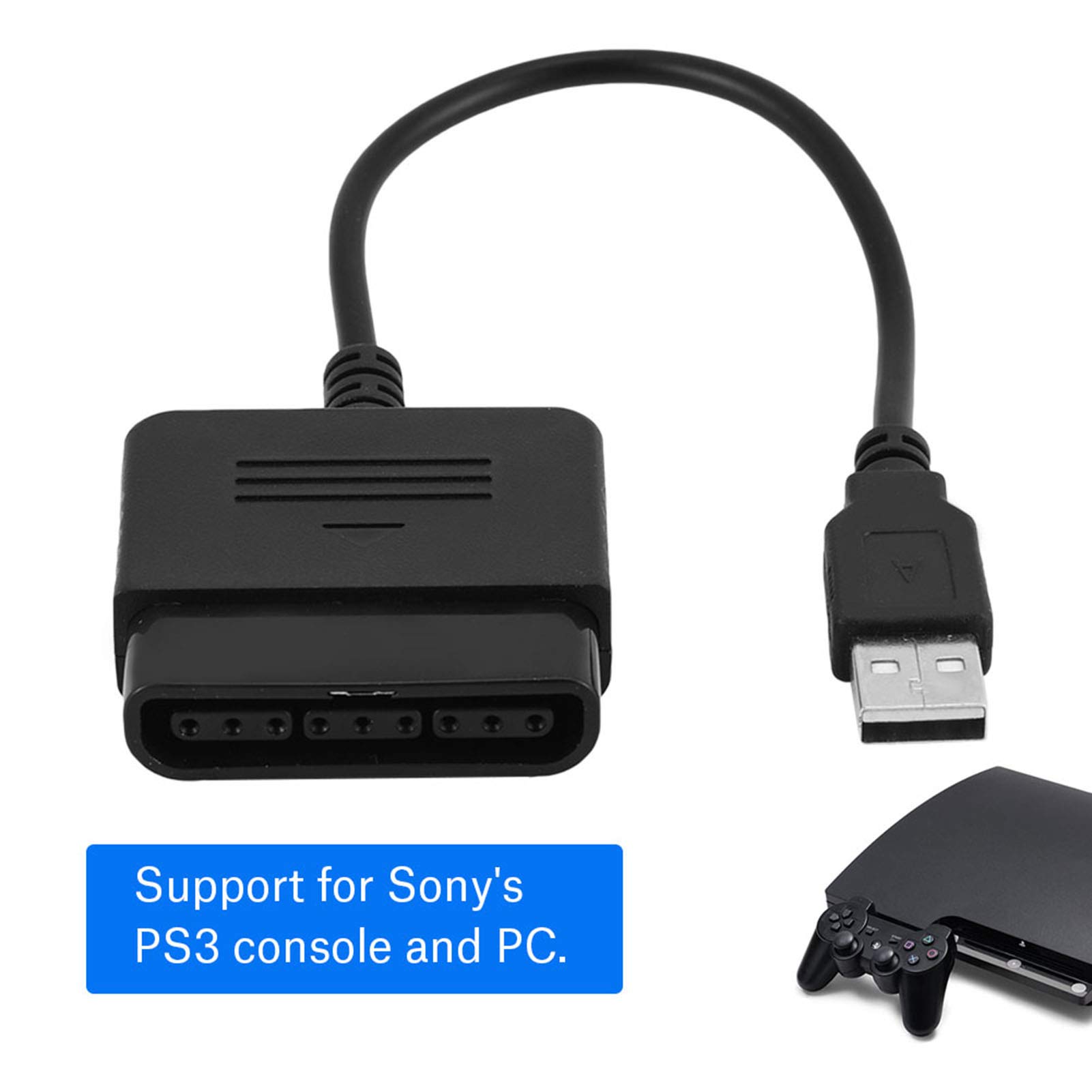PS3 & PC Controller Adapter with Dual Vibration Feedback - Compatible with Sony PlayStation 3 & Windows PC (Wired/Wireless) - Perfect for Gaming, Emulation & Retro Console Play