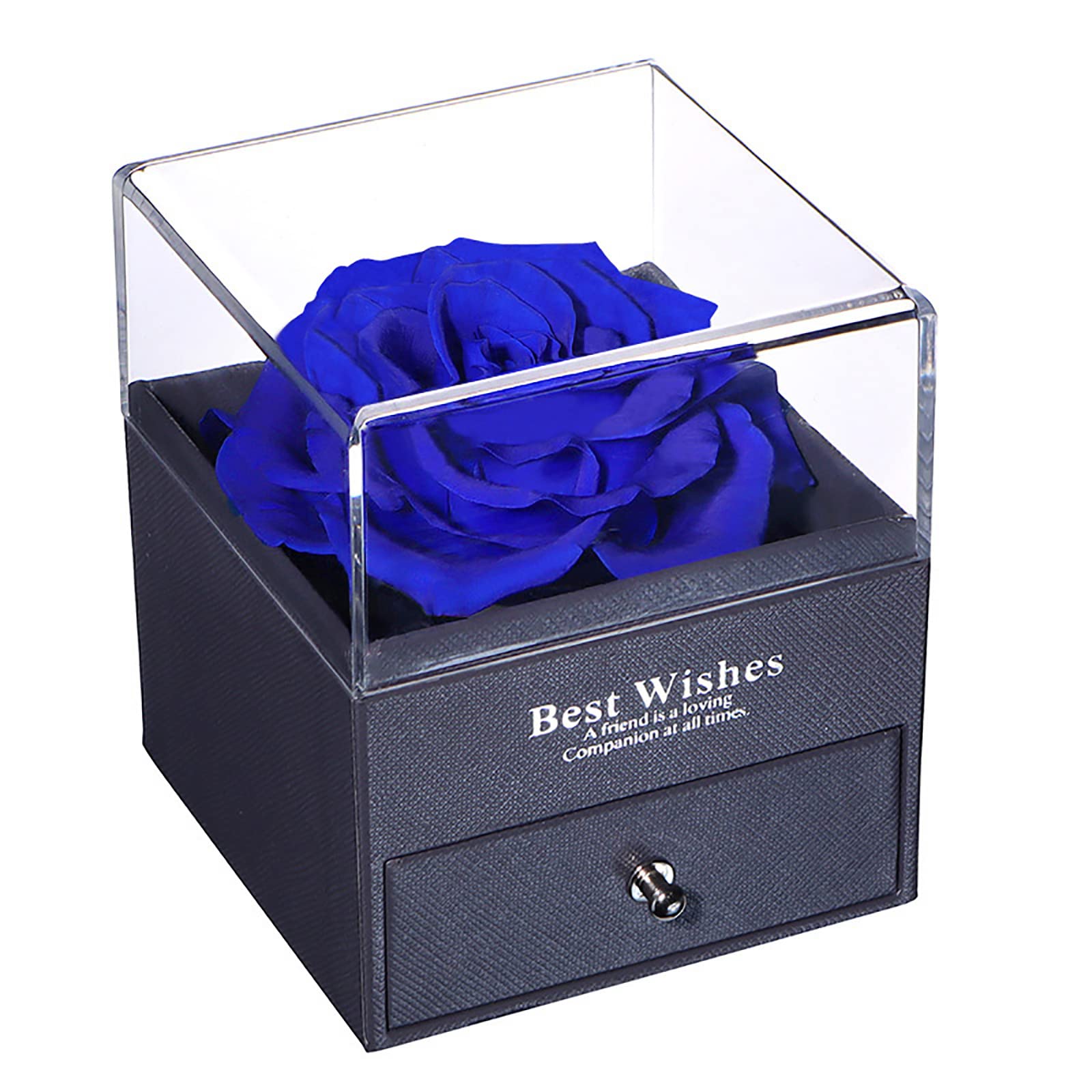 YIZHI Preserved Real Rose Gift - Handmade Eternal Rose Flower for Mother's Day, Valentine's Day, Anniversary & Birthday (Blue) | Perfect Romantic Home Decor & Luxury Gift for Her