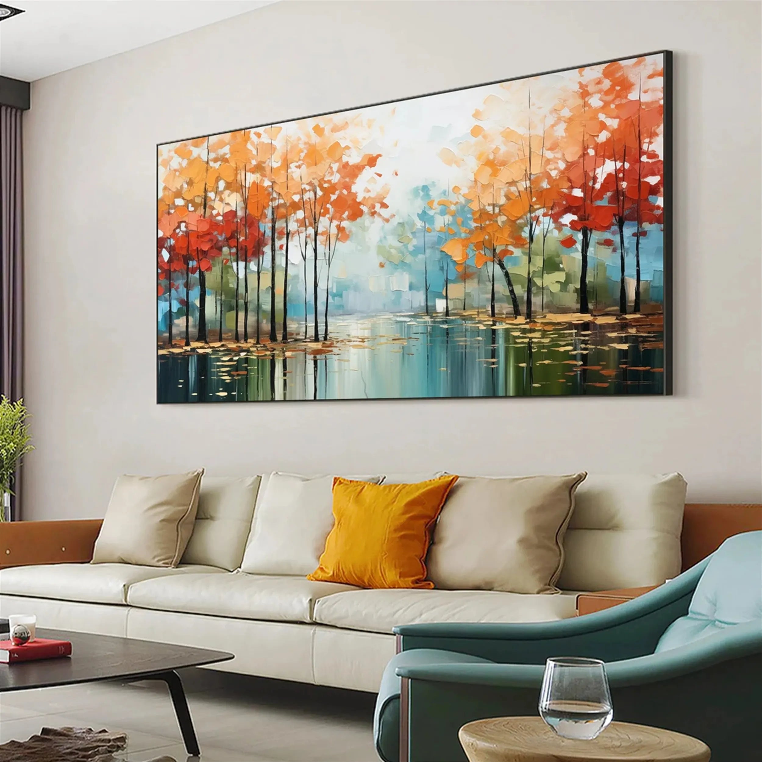Beautiful Flower and Tree Painting #FT053 - Handmade Canvas Art for Home Decor, Living Room, Bedroom & Office Wall