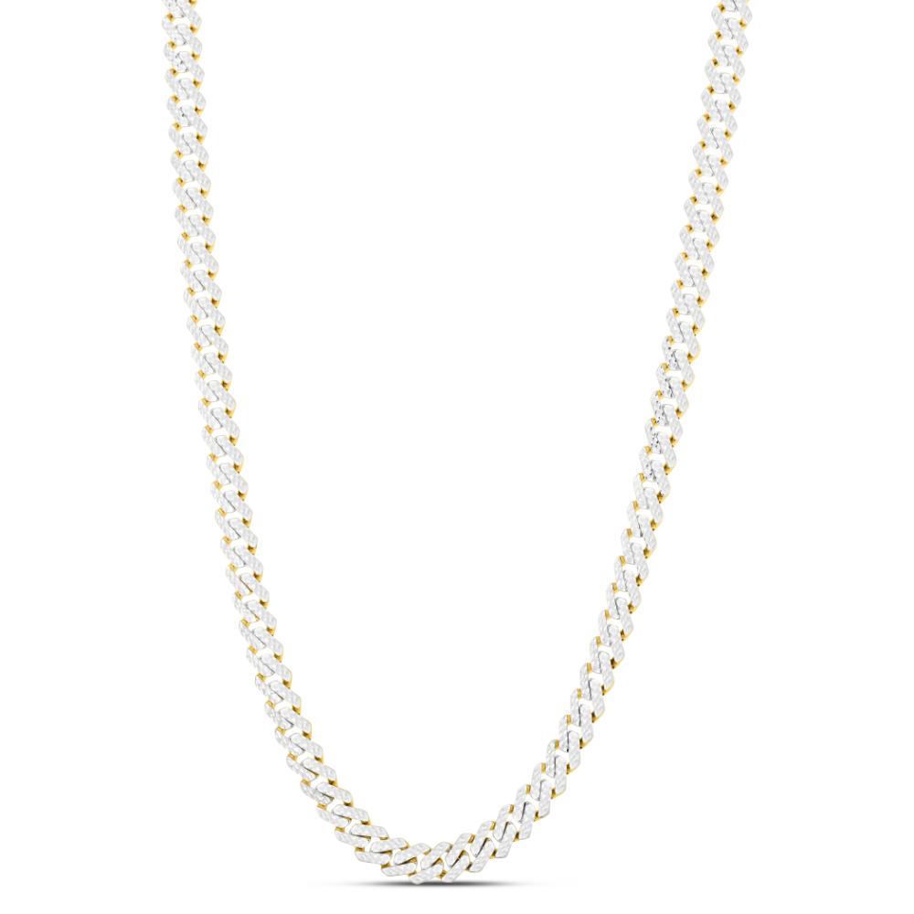 14K Gold 8mm White Pave Modern Lite Edge Chain Necklace - Elegant Layering Piece for Everyday Wear & Special Occasions