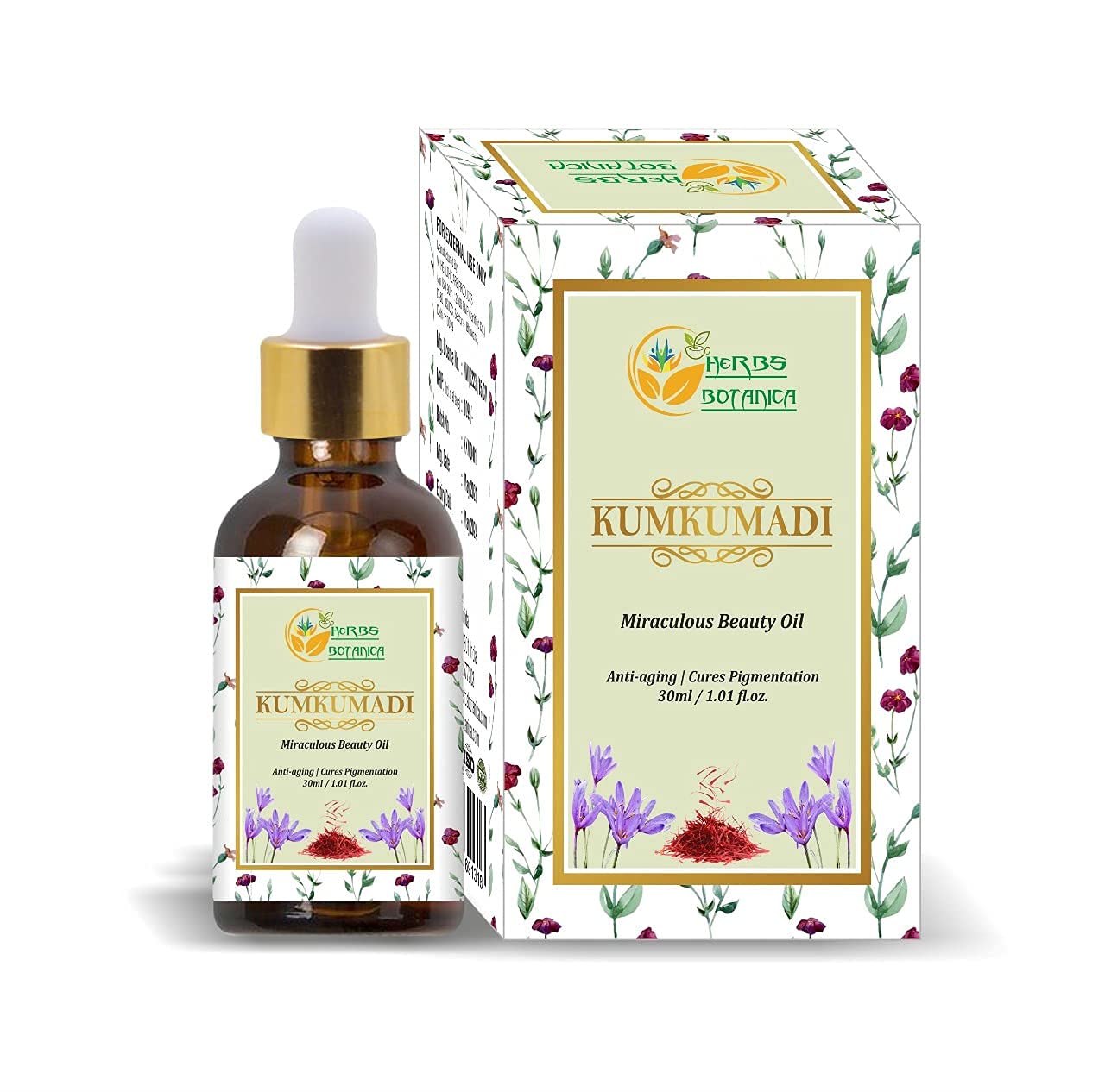 Pure Ayurvedic Saffron Face Oil with 26 Herbs - 30ml Natural Serum & Moisturizer for Glowing Skin - Perfect for Night Routine & Anti-Aging Care