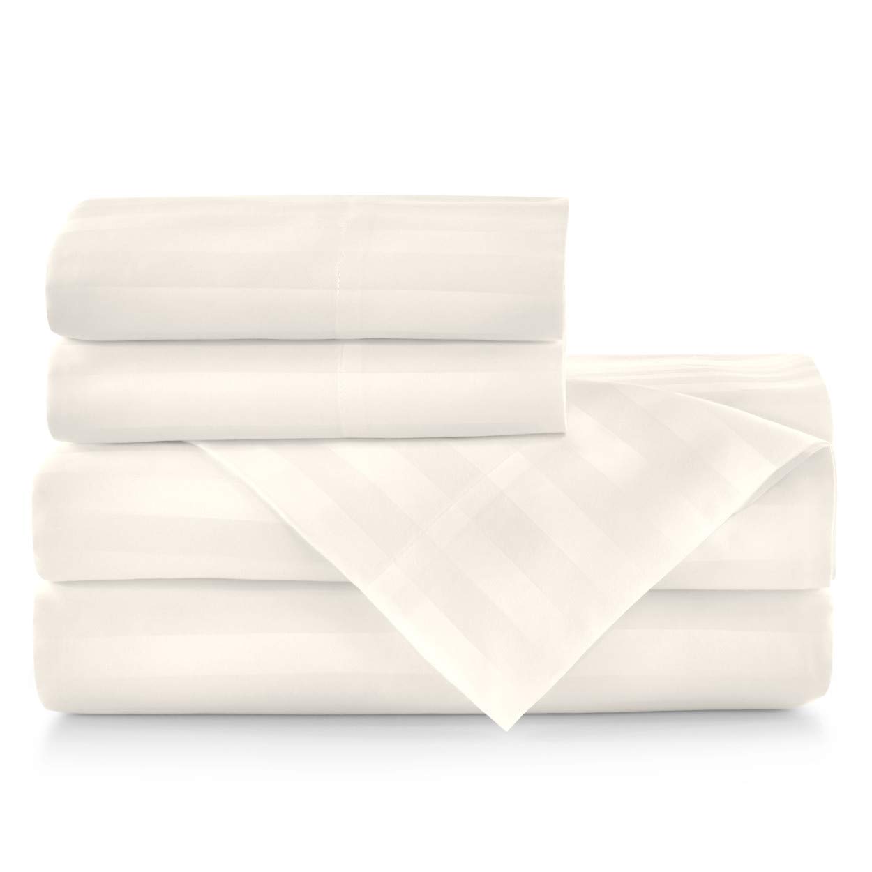 Peacock Alley Duet Striped Sateen Duvet Cover Set with Shams - Luxury 100% Cotton Bedding for Twin Bed - Soft & Breathable Sheets for Comfortable Sleep - Perfect for Master Bedroom, Guest Room or Vacation Home