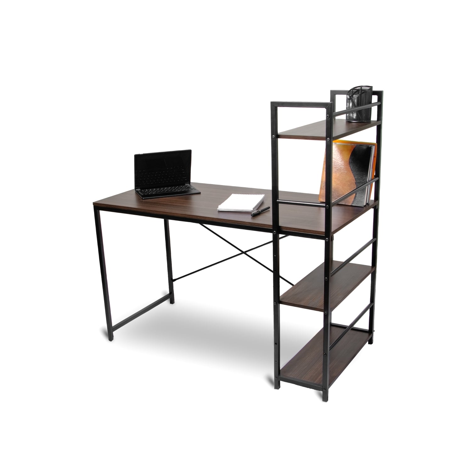 1907B Office Computer Desk - Dark Brown Modern Workstation for Home & Office - Ergonomic Design for Productivity & Comfort