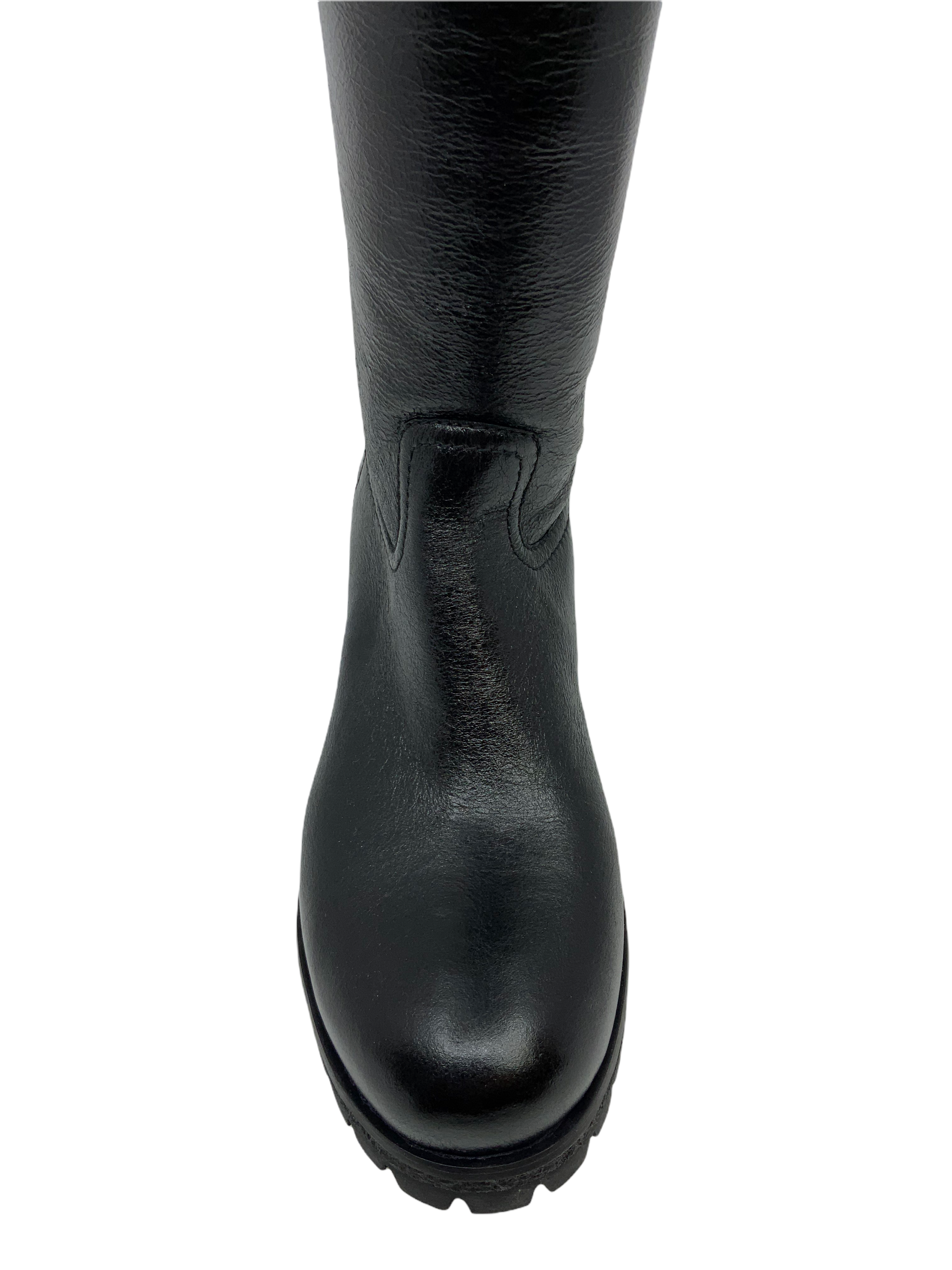 Prada Leather Shearling Lined Boots Women's Size 8.5 - Winter Fashion Boots for Cold Weather & Stylish Outfits
