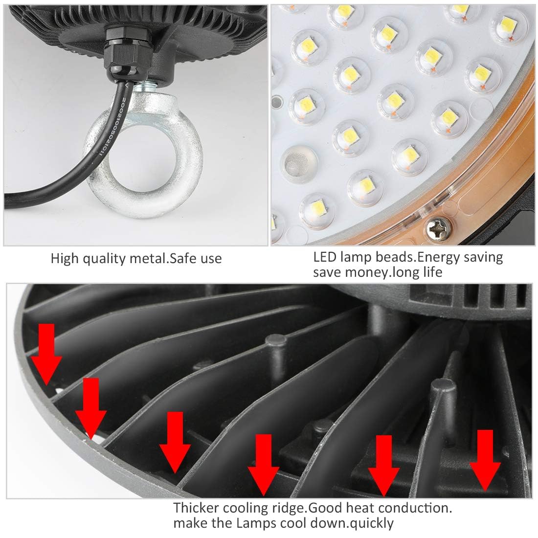 14.6 Inch 150W LED High Bay Light - 6500K Daylight White, Industrial & Warehouse Lighting for Shops, Garages, Factories - Energy Efficient Shop Lights for Commercial & Industrial Use