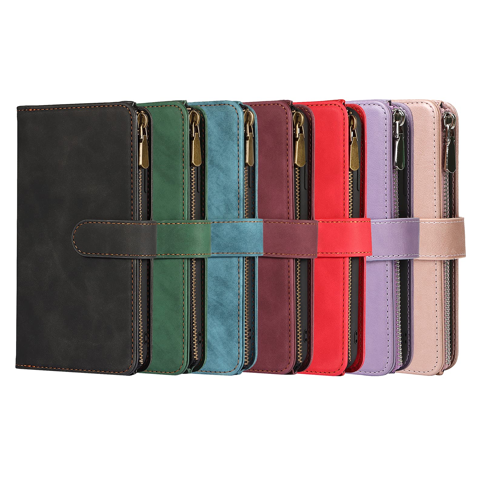 ELTEKER Premium Leather 2-in-1 Detachable Wallet Case for iPhone 12 Pro Max - Zipper Flip Cover with 6 Card Slots, Cash Pocket & Kickstand (Rose Gold) | Perfect for Travel, Business & Everyday Use